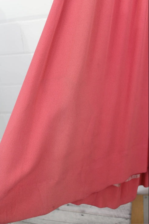 1930s/40s Salmon Pink Rayon Crepe Dress, XXS