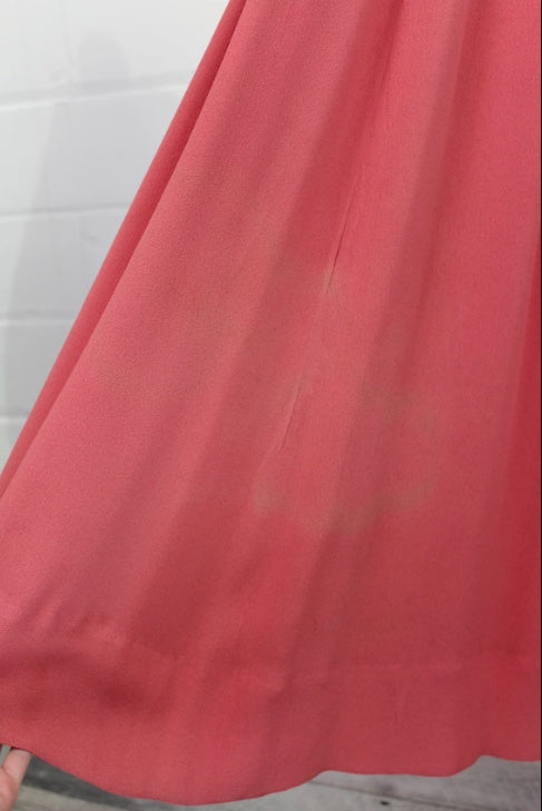 1930s/40s Salmon Pink Rayon Crepe Dress, XXS