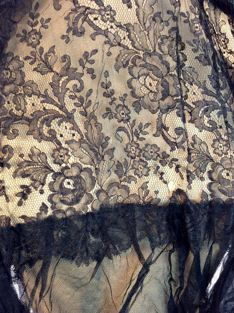 Vintage 1920s Sheer Silk Chiffon and Lace Dress, Small