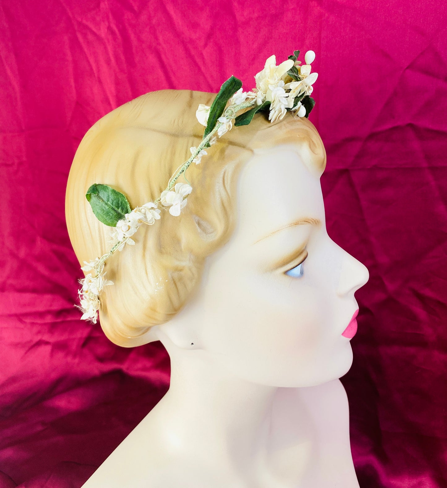 Vintage 1920s Orange Blossom Bridal Crown/ Wreath/ Headpiece