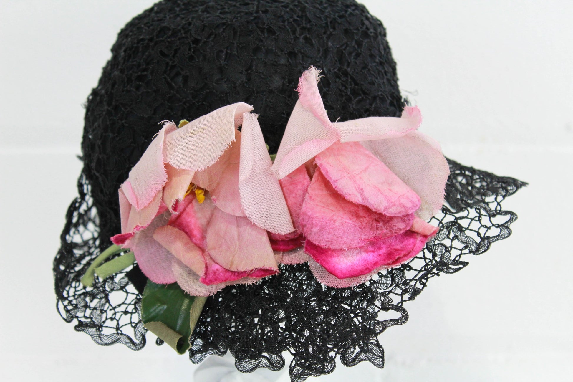 1920s reproduction horsehair flower applique hat