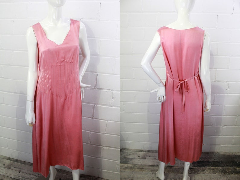 1930s liquid satin womens dress front and back