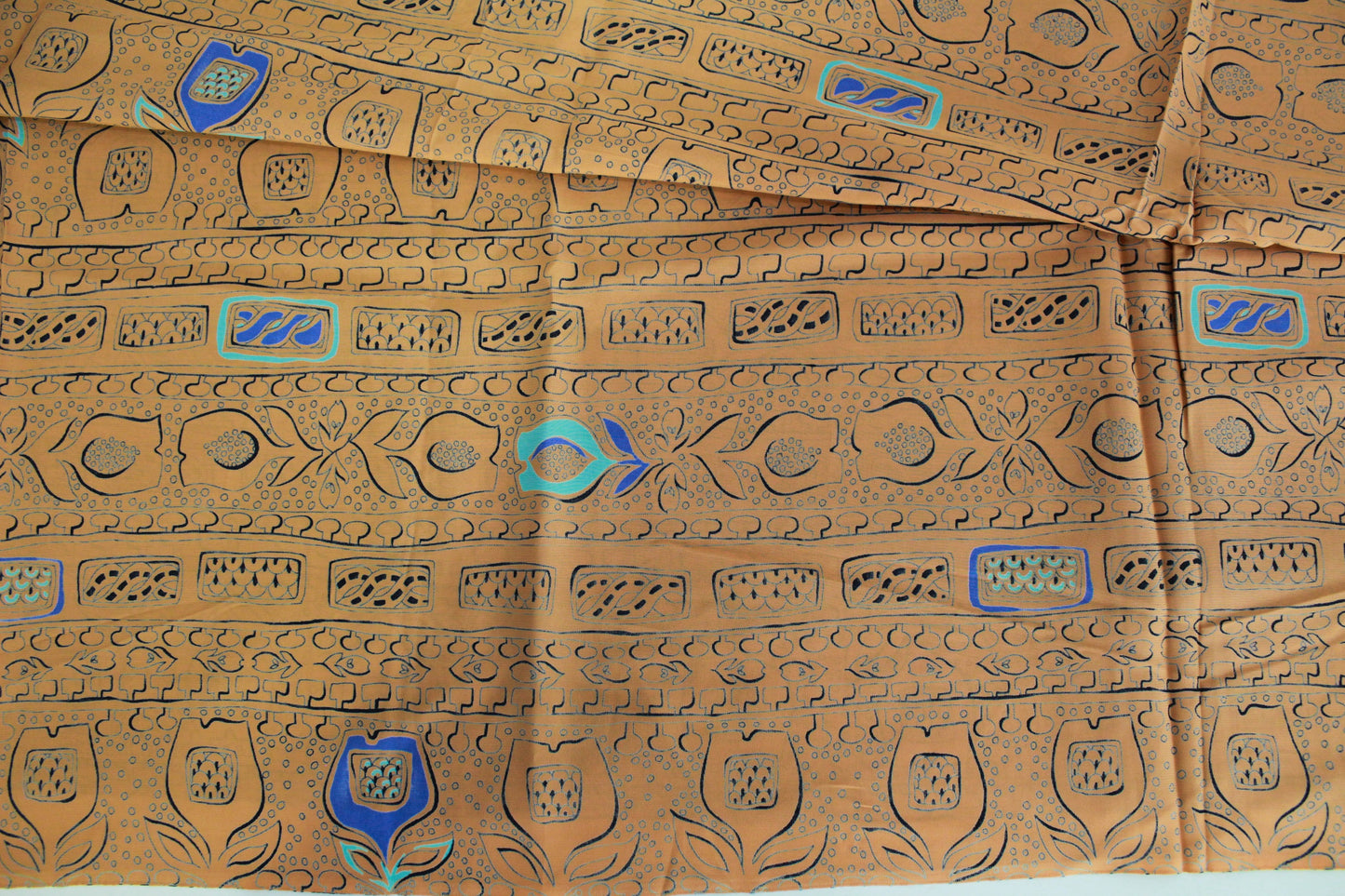 1940s Abstract Rayon Fabric Tulip Floral Print Vintage Sewing