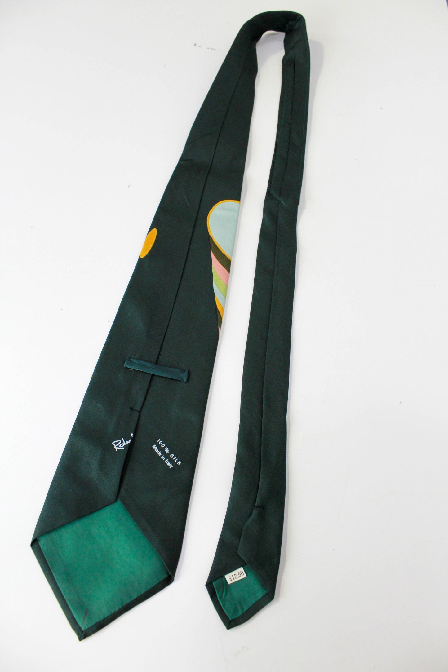 1970s Abstract Print Silk Necktie