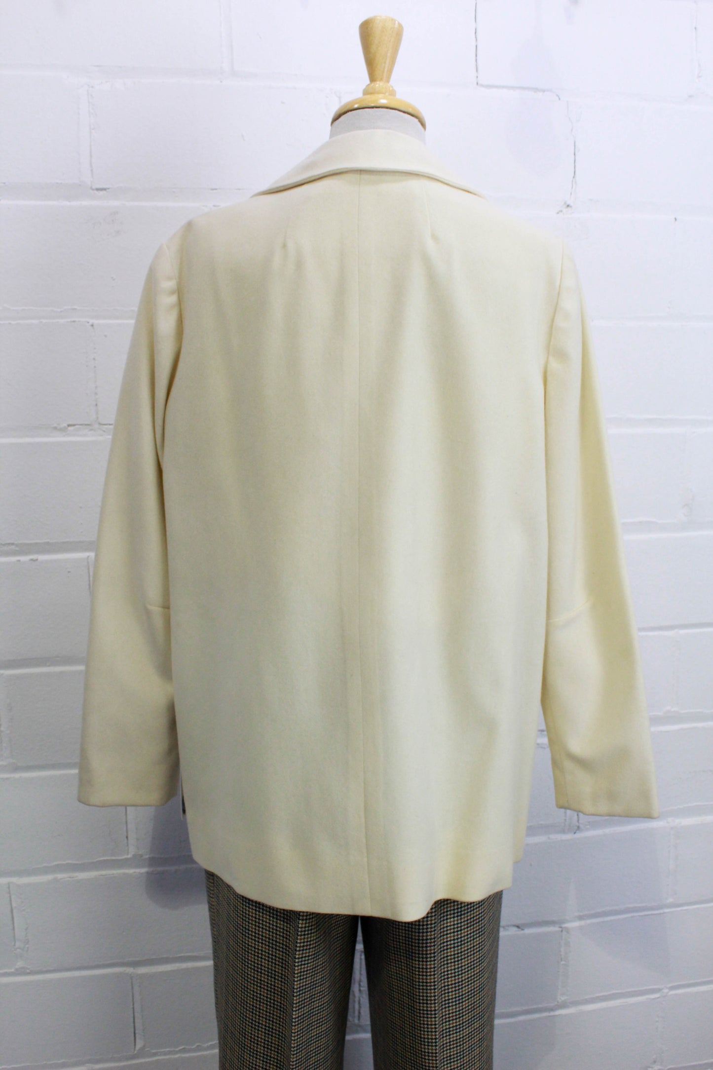 1960s 1970s Vintage Cream Wool Mod Blazer Women's Jacket, Patch Pockets