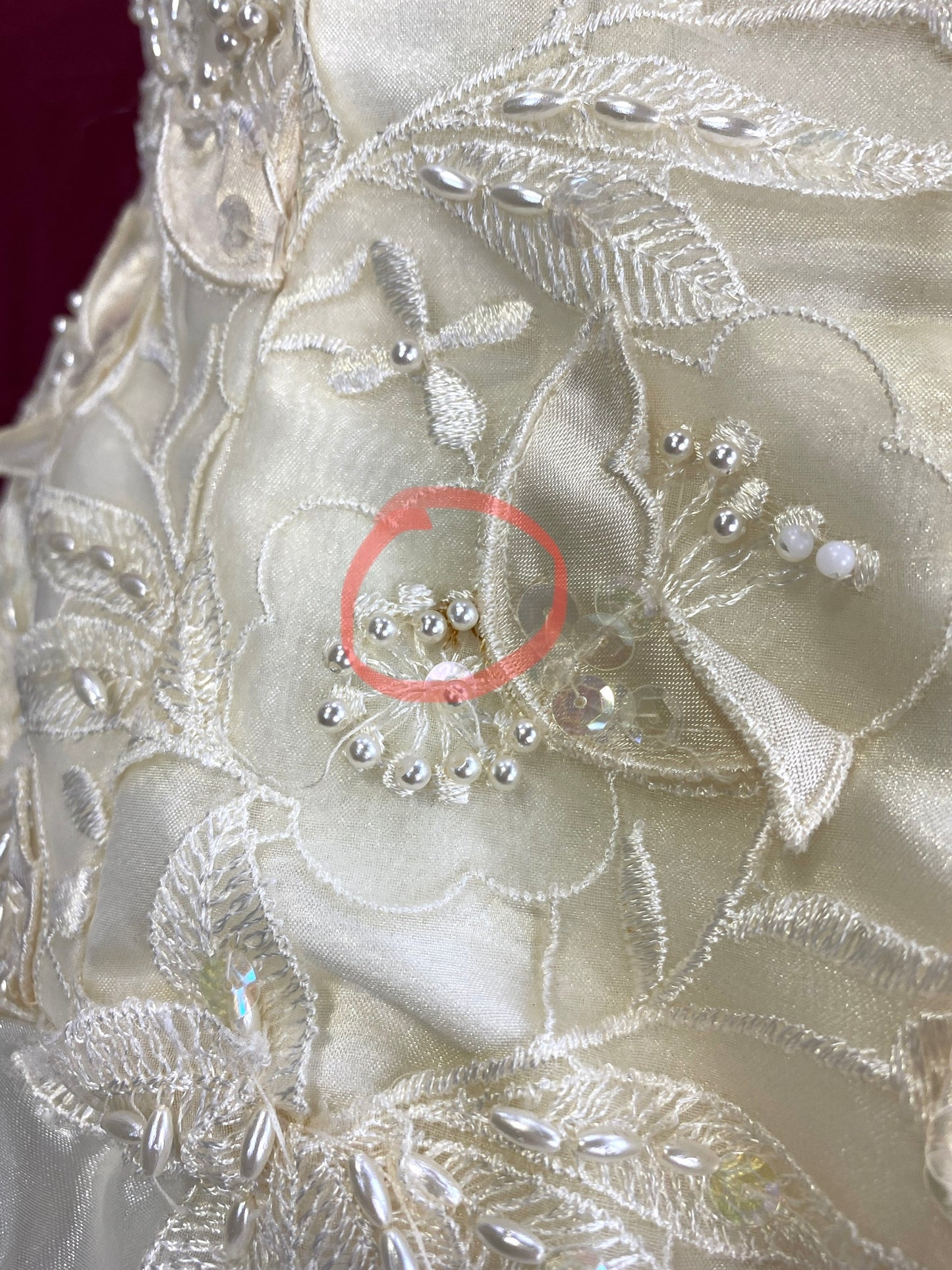 Vintage 80s Beaded Basque Waist Sweetheart Wedding Gown, Large