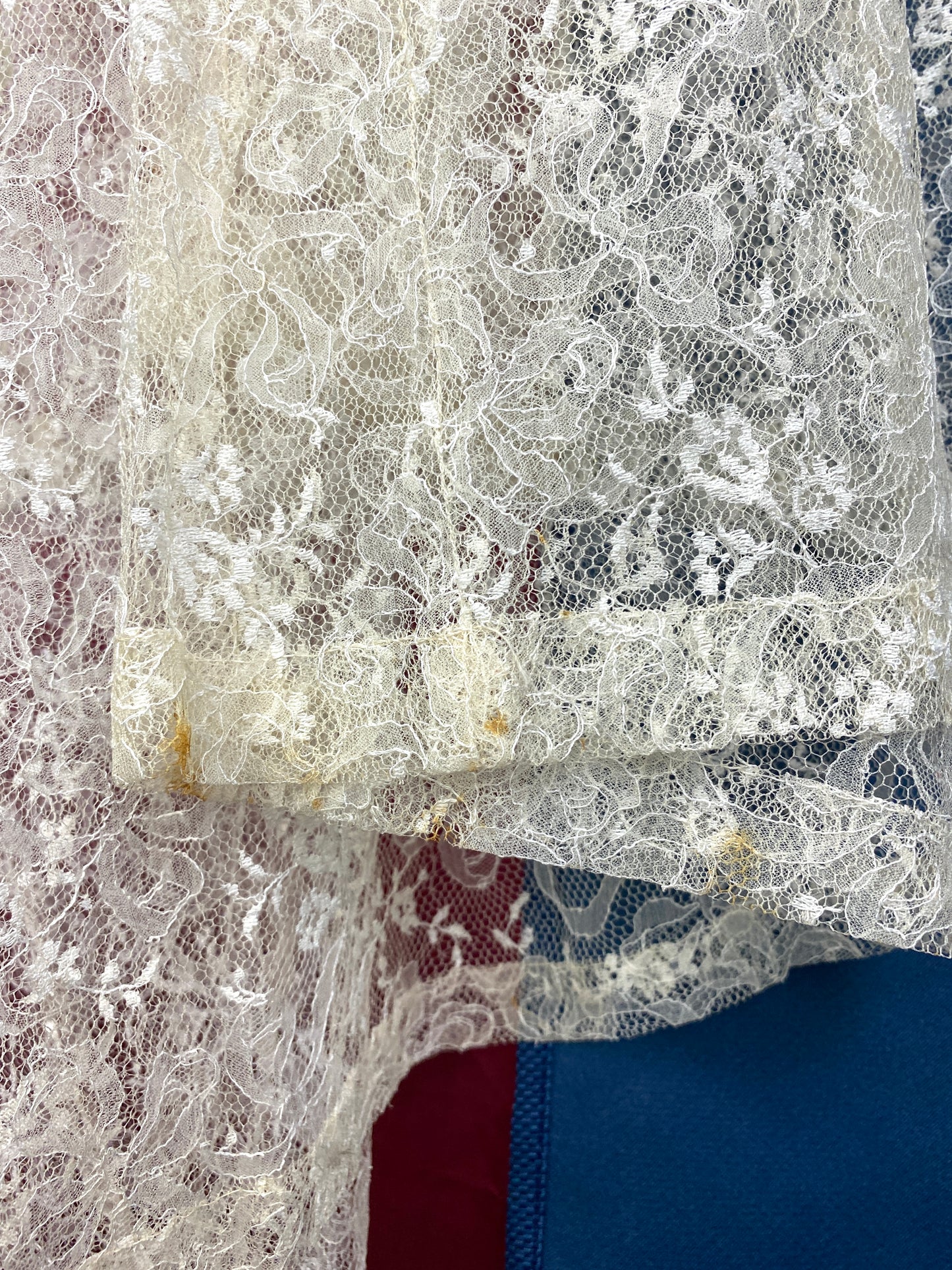 Vintage Cotton Ivory Chantilly Lace Bridal Gown Skirt