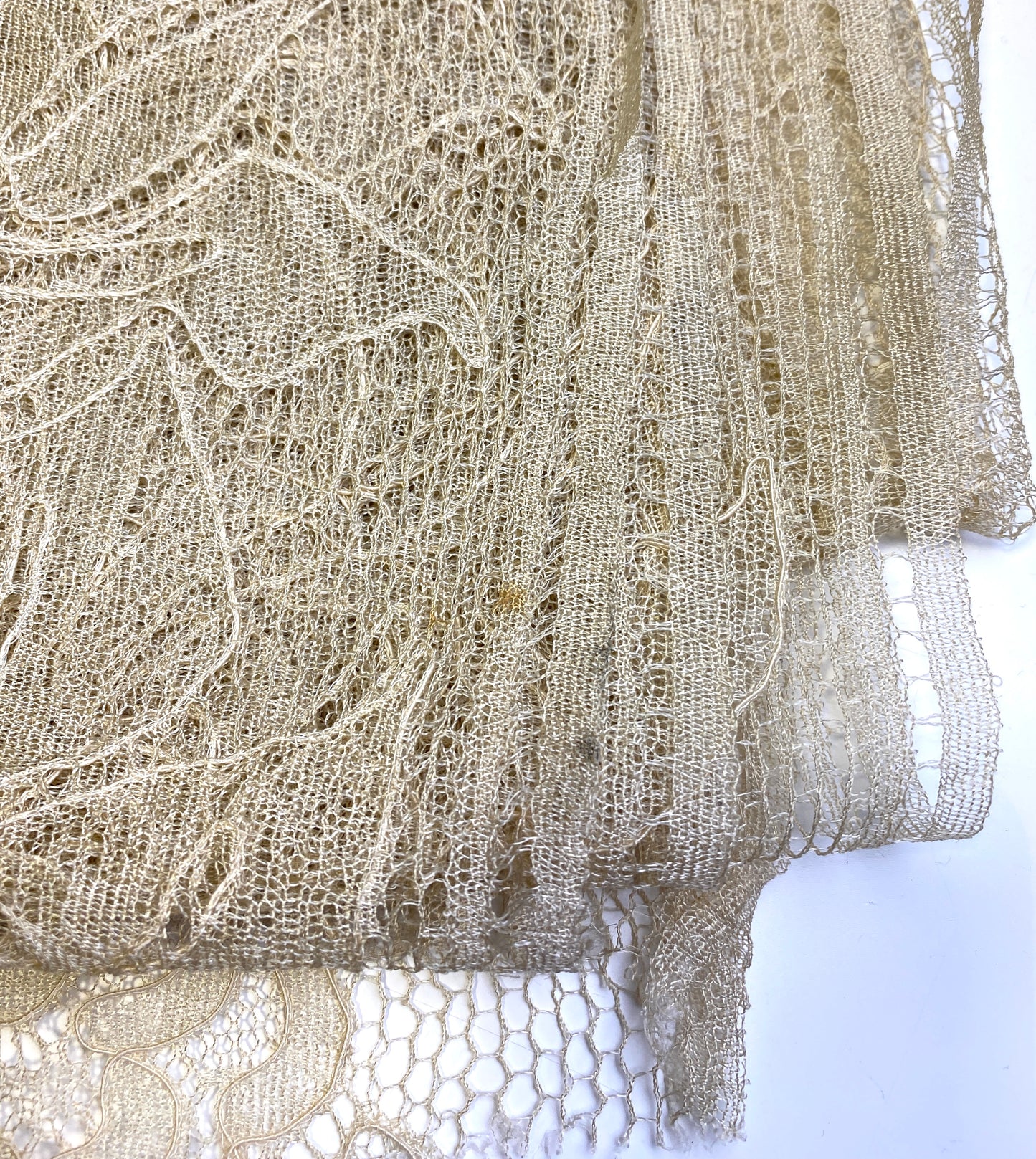Vintage Beige Alencon Lace Fabric, 7 yards