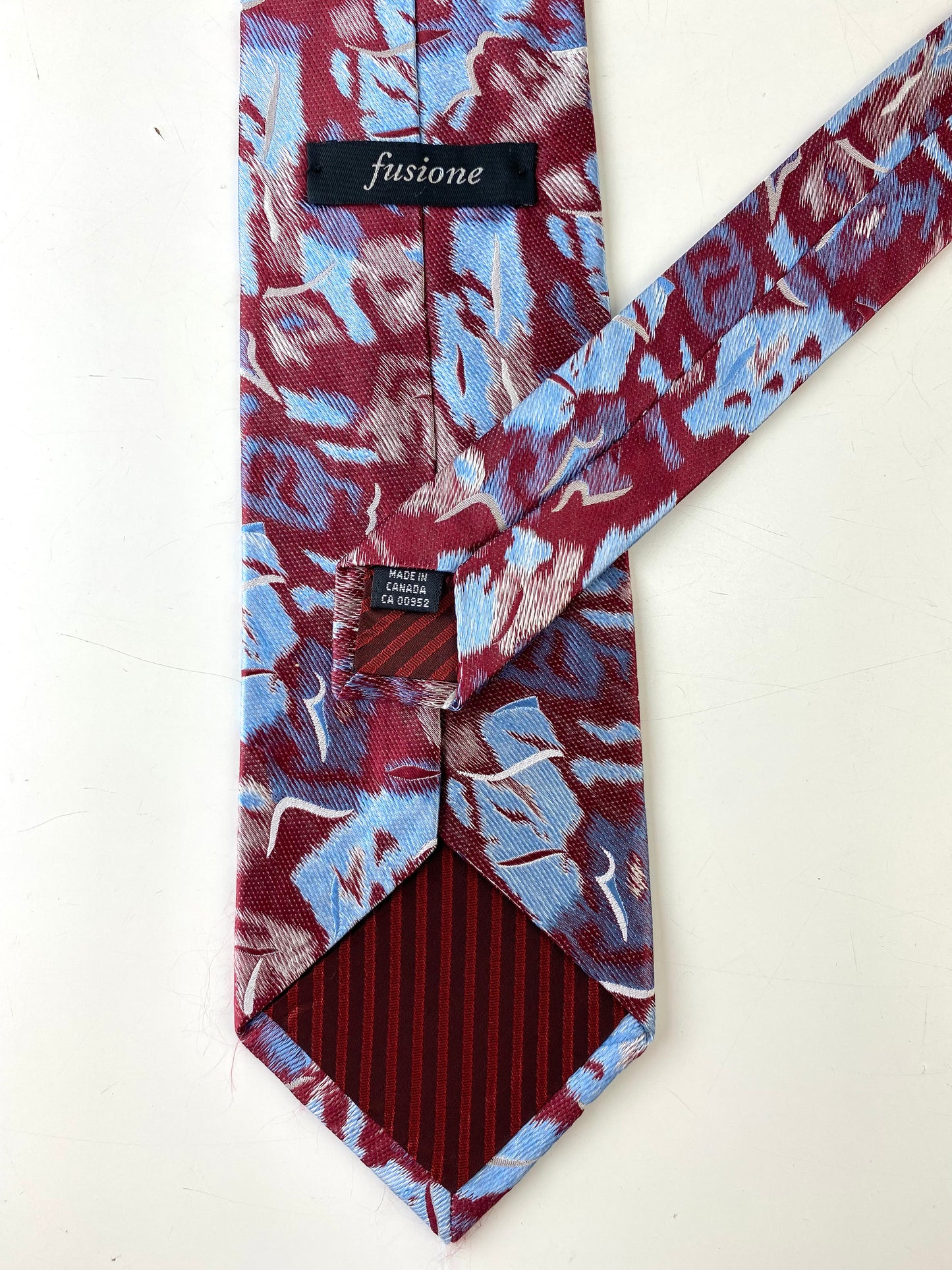 90s Deadstock Silk Necktie, Men's Vintage Red/ Blue Abstract Pattern Tie, NOS