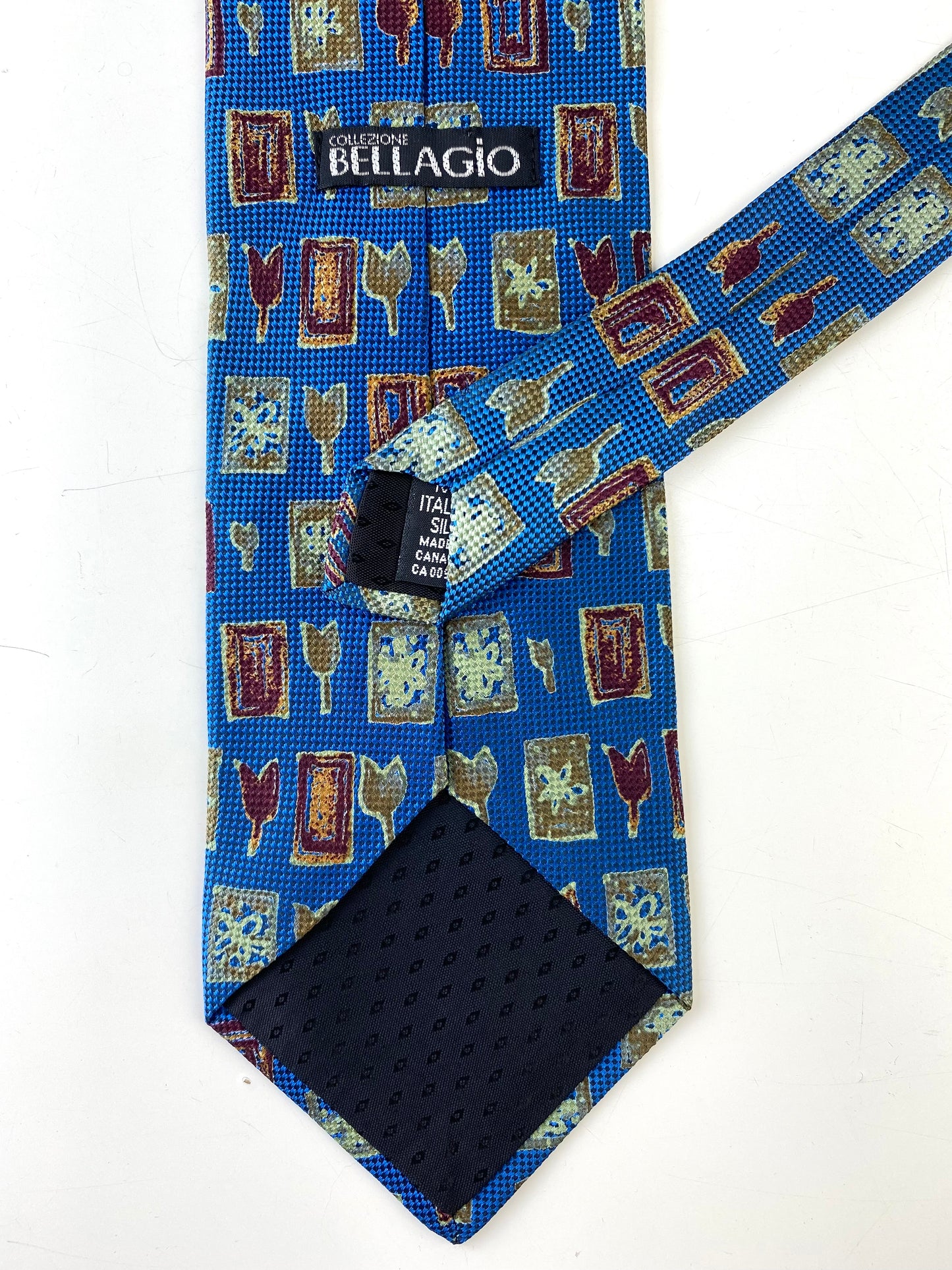 90s Deadstock Silk Necktie, Men's Vintage Blue/ Red/ Gold Tulip Print Tie, NOS