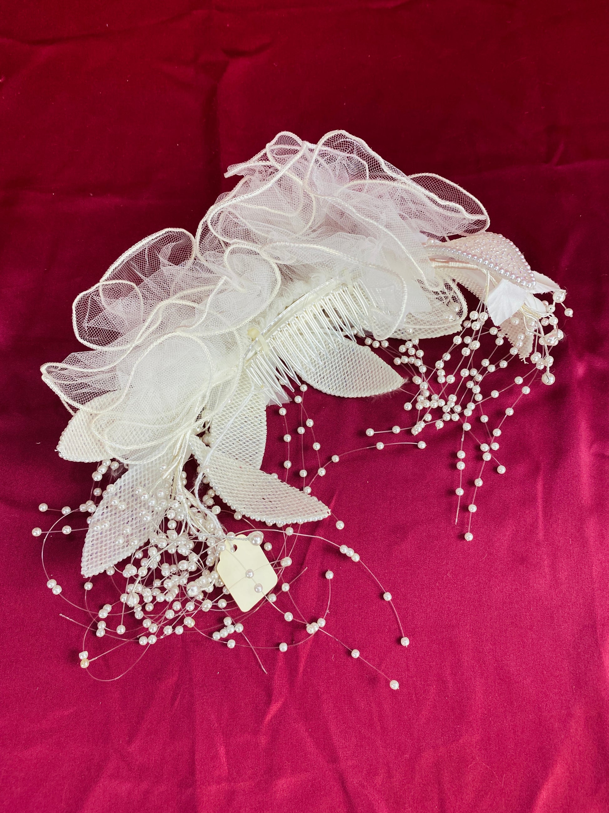 Vintage 80s/ 90s Tulle & Bead Bridal Hair Comb