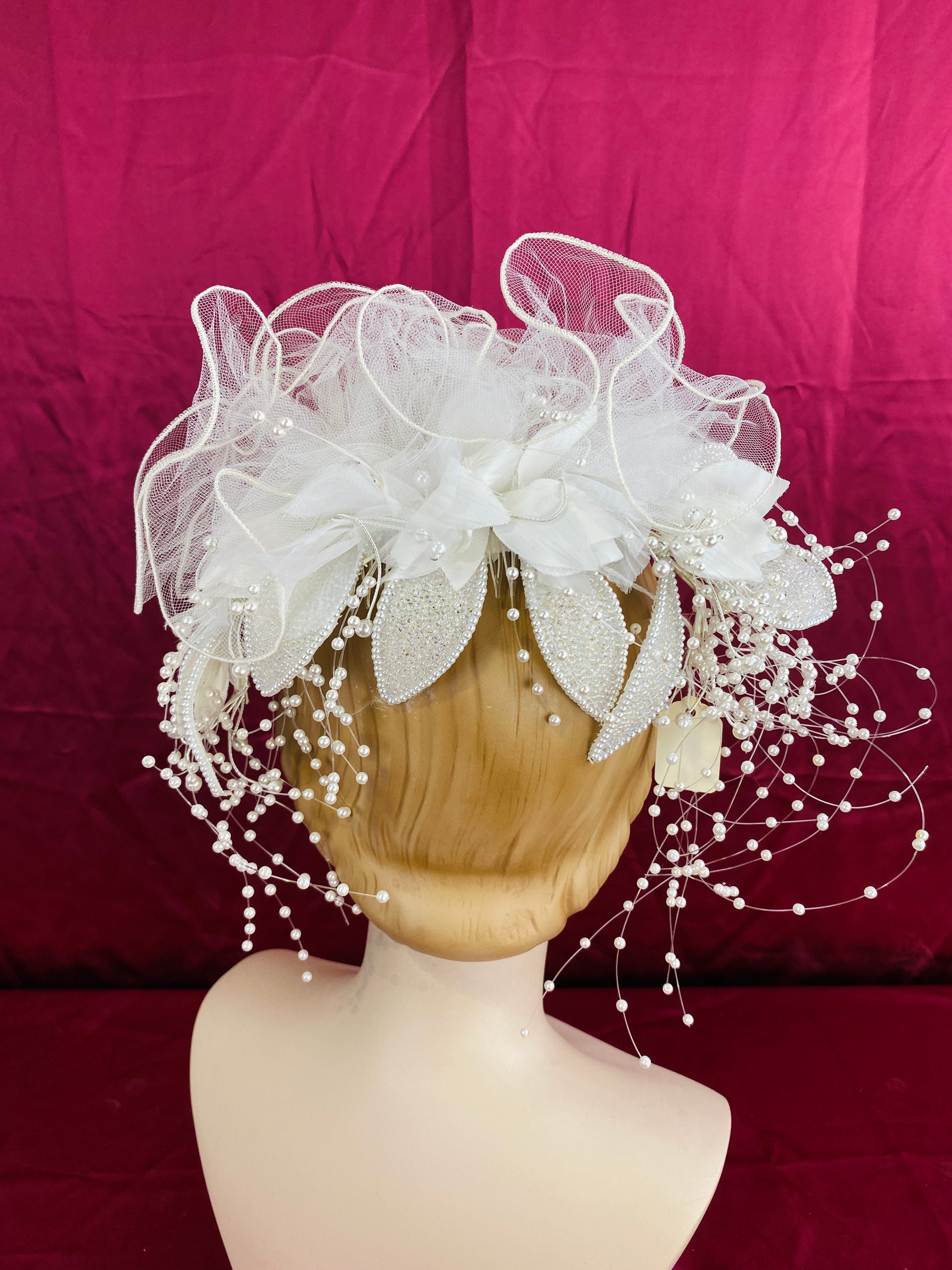 Vintage 80s/ 90s Tulle & Bead Bridal Hair Comb