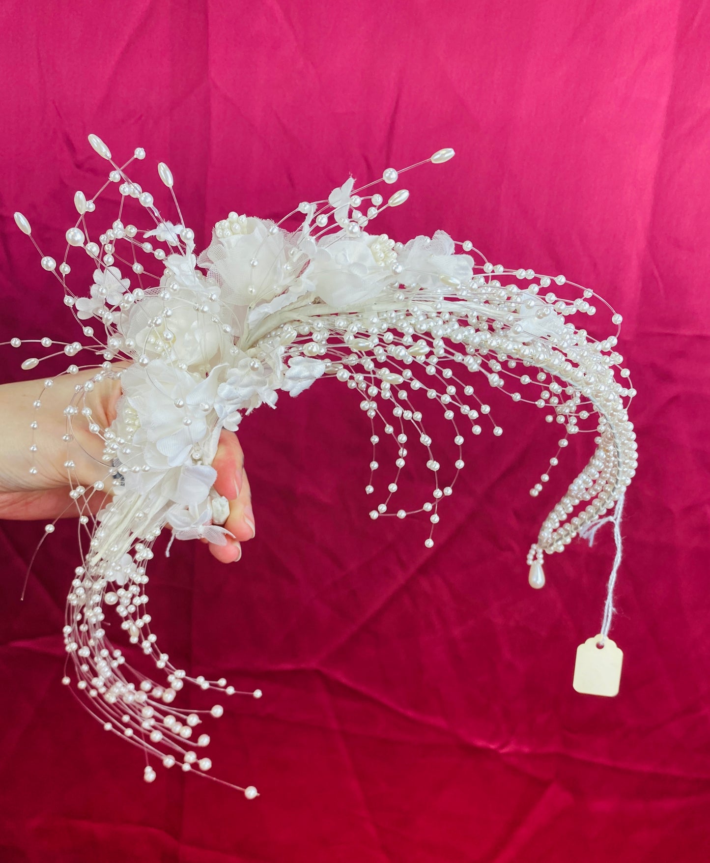 Vintage 80s/ 90s Bridal Pearl & Flower Hairband Fascinator