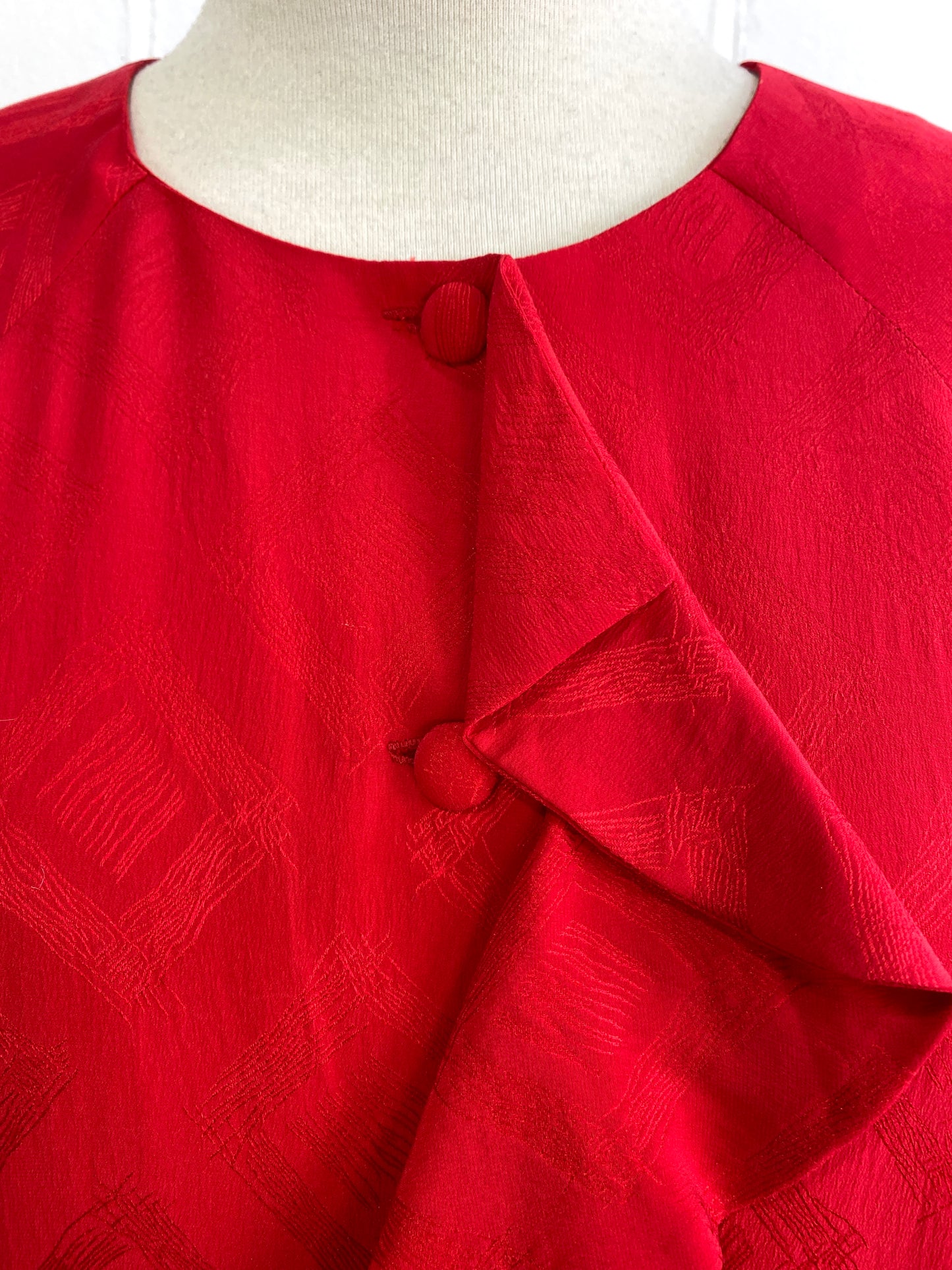 Vintage 1990s Red Silk Ruffle Blouse, x4 sizes