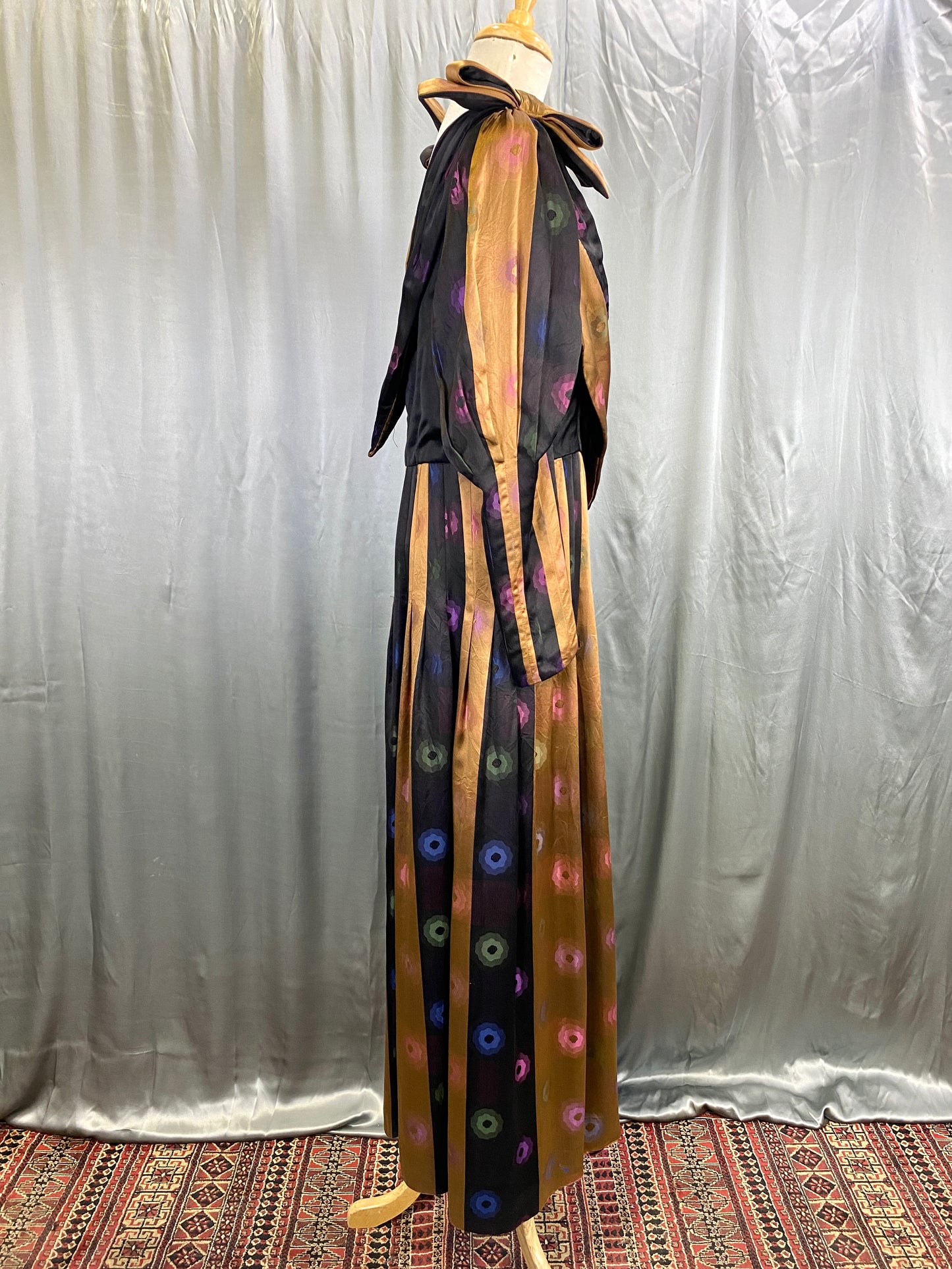 Vintage 1980s Custom Silk Satin Charmeuse Gown, Large