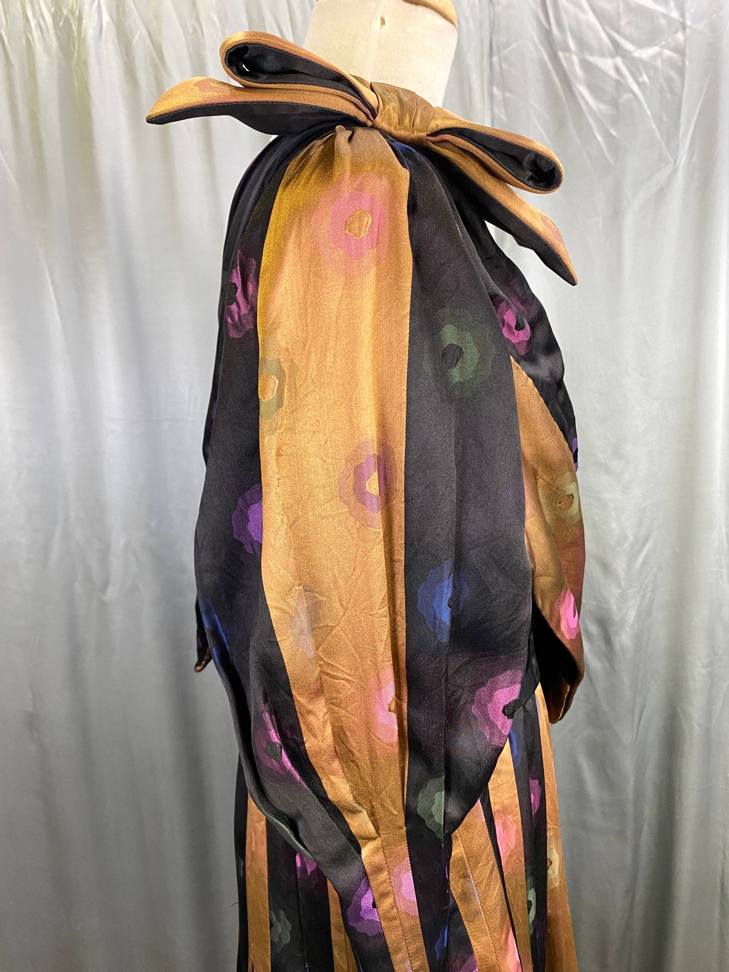 Vintage 1980s Custom Silk Satin Charmeuse Gown, Large