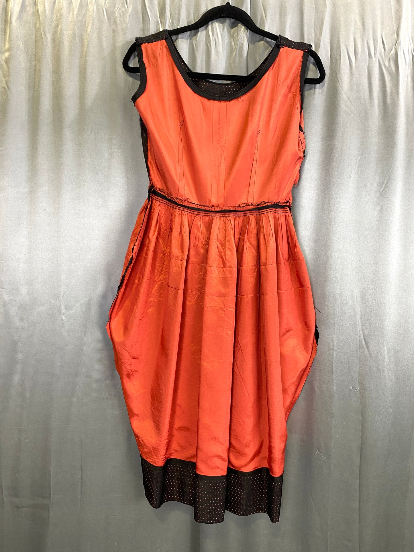 Vintage 1980s Strapless Black Velvet & Red Taffeta Evening Dress, Ann Lawrence, XS