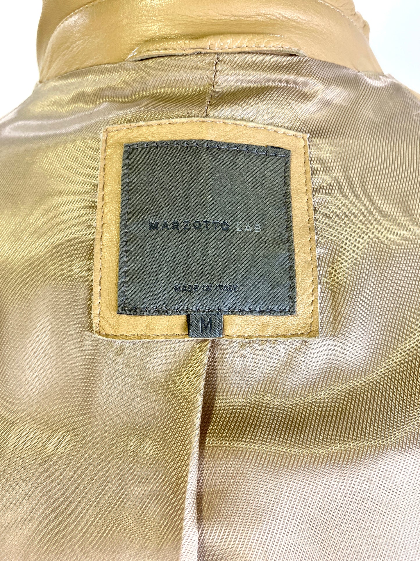 Late 1990s Vintage Pale Gold Leather Men's Blazer, Marzotto Lab, C40