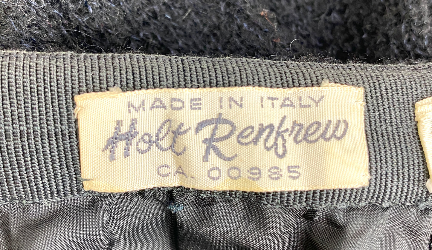 Vintage Black Wool Knit Midi Skirt, André Laug for Audrey Hepburn, W32"