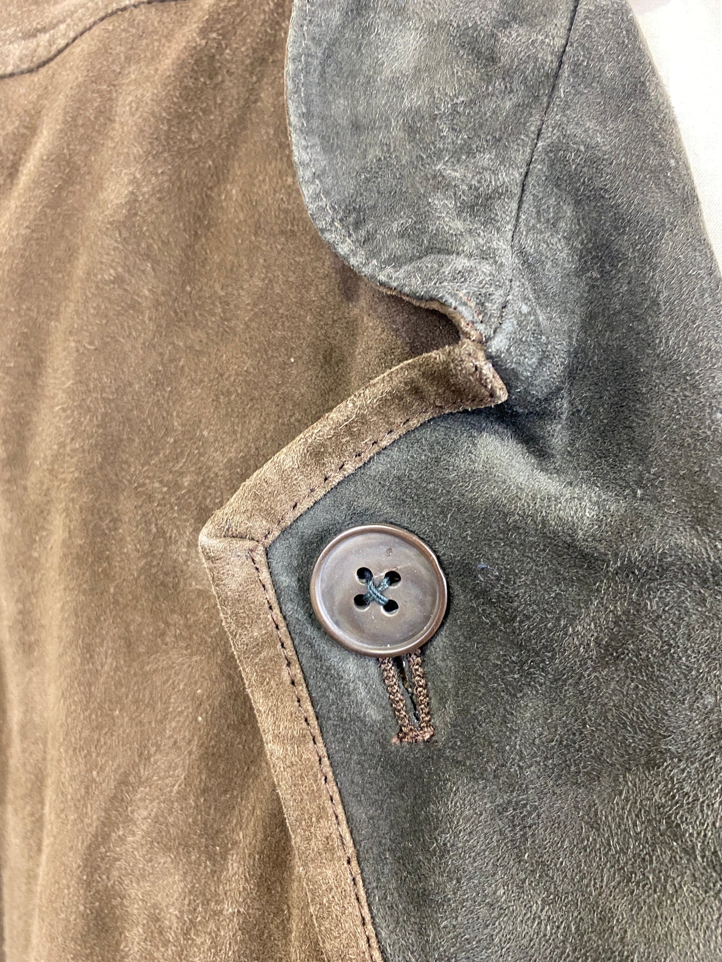 1990s Men's Brown Suede Blazer, Button Back Lapels, Casa Veneta Leather Jacket, C44
