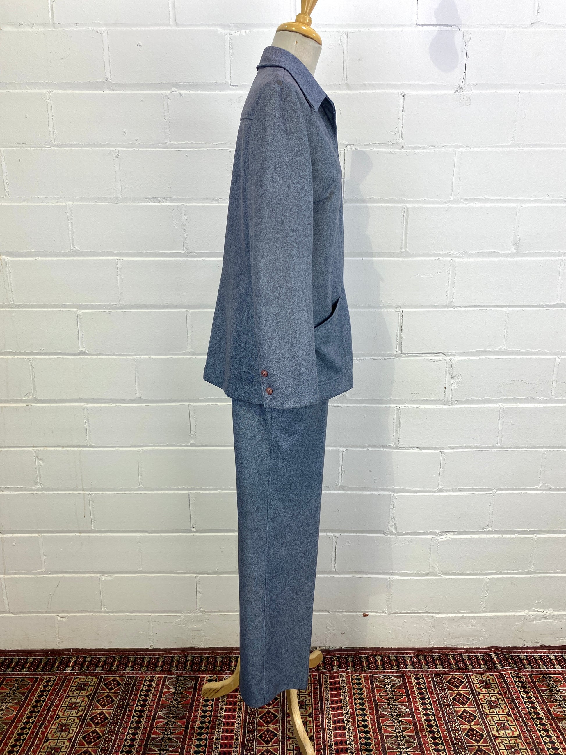 Vintage Deadstock 1970s Women's 2-Piece Blue Pant Suit