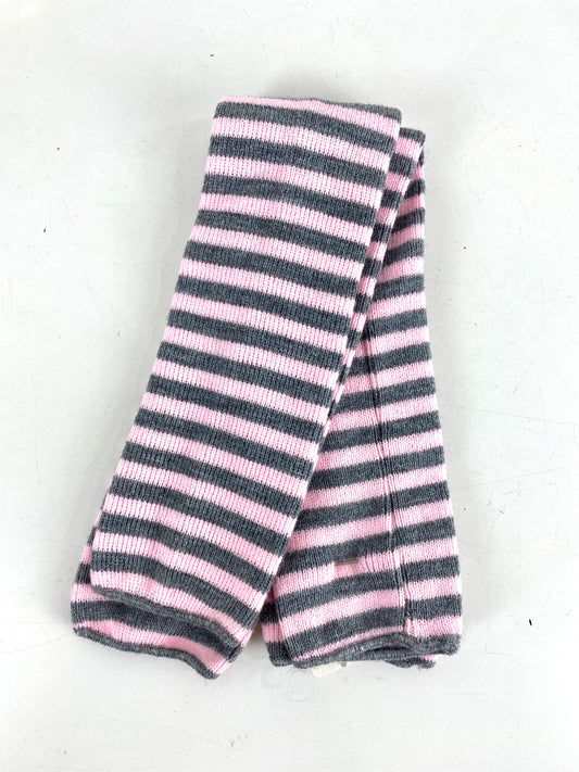 1980s Vintage Deadstock Knit Leg Warmers, Pink/ Grey Striped Acrylic Leg Warmers, NOS