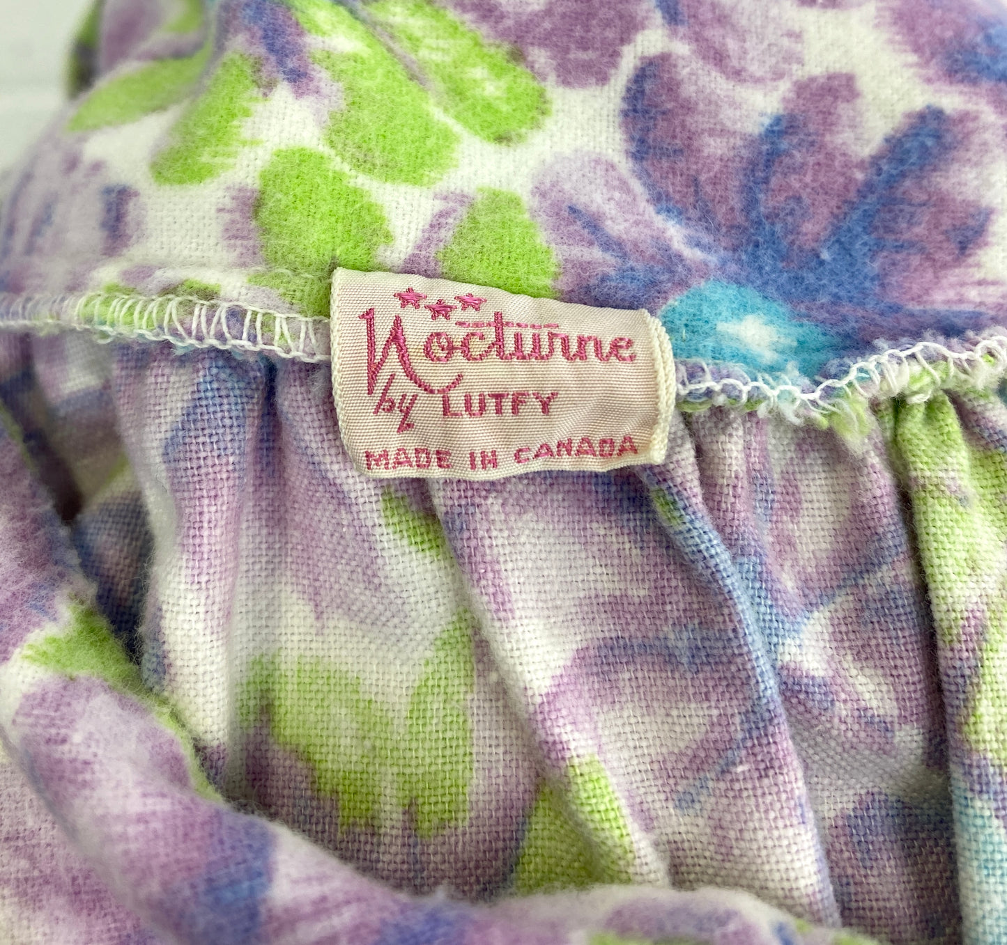 Vintage Deadstock Purple Floral Flannel Night Dress, Med & Lrg