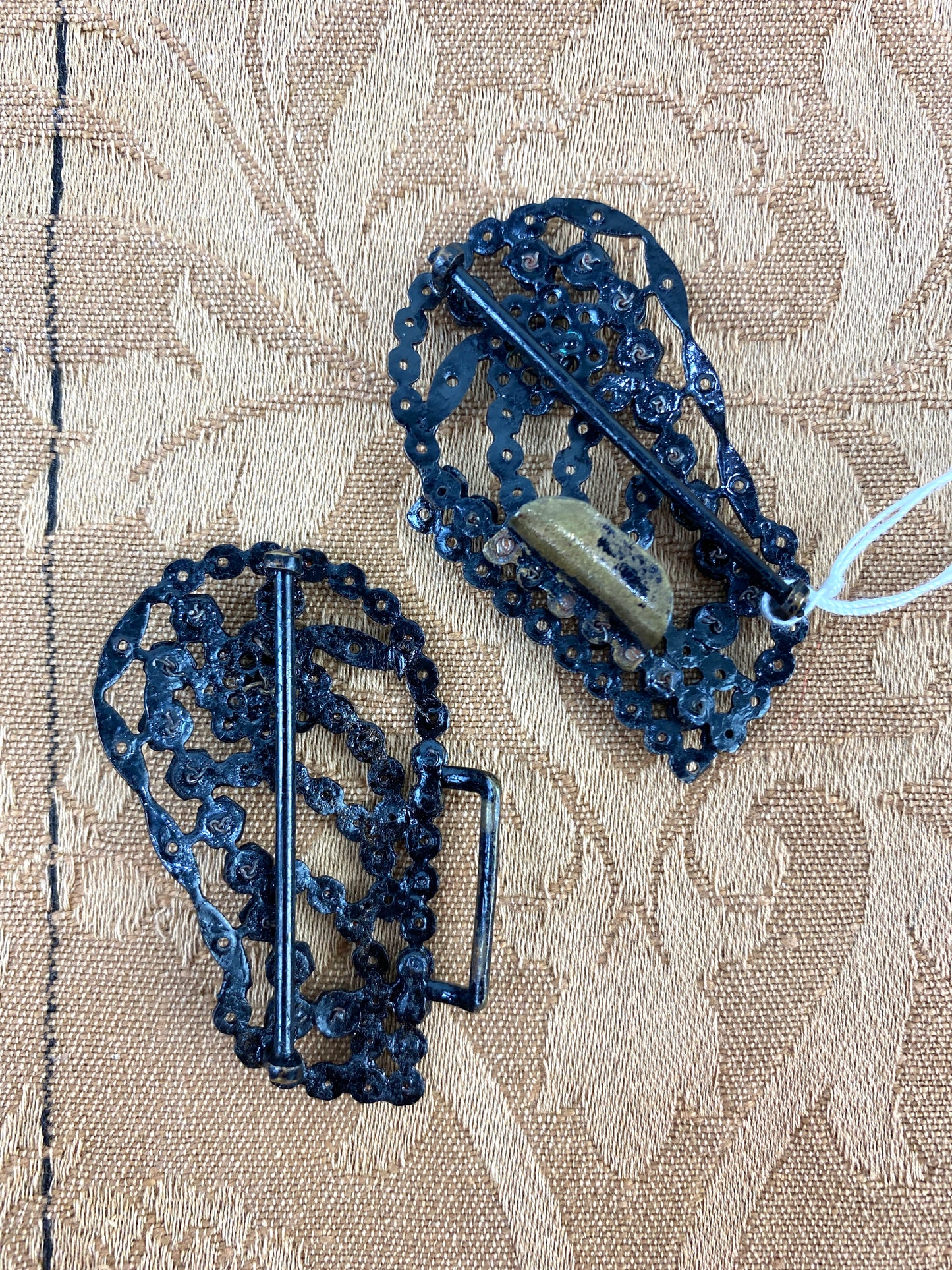 Antique Victorian Black Rhinestone Belt Buckle