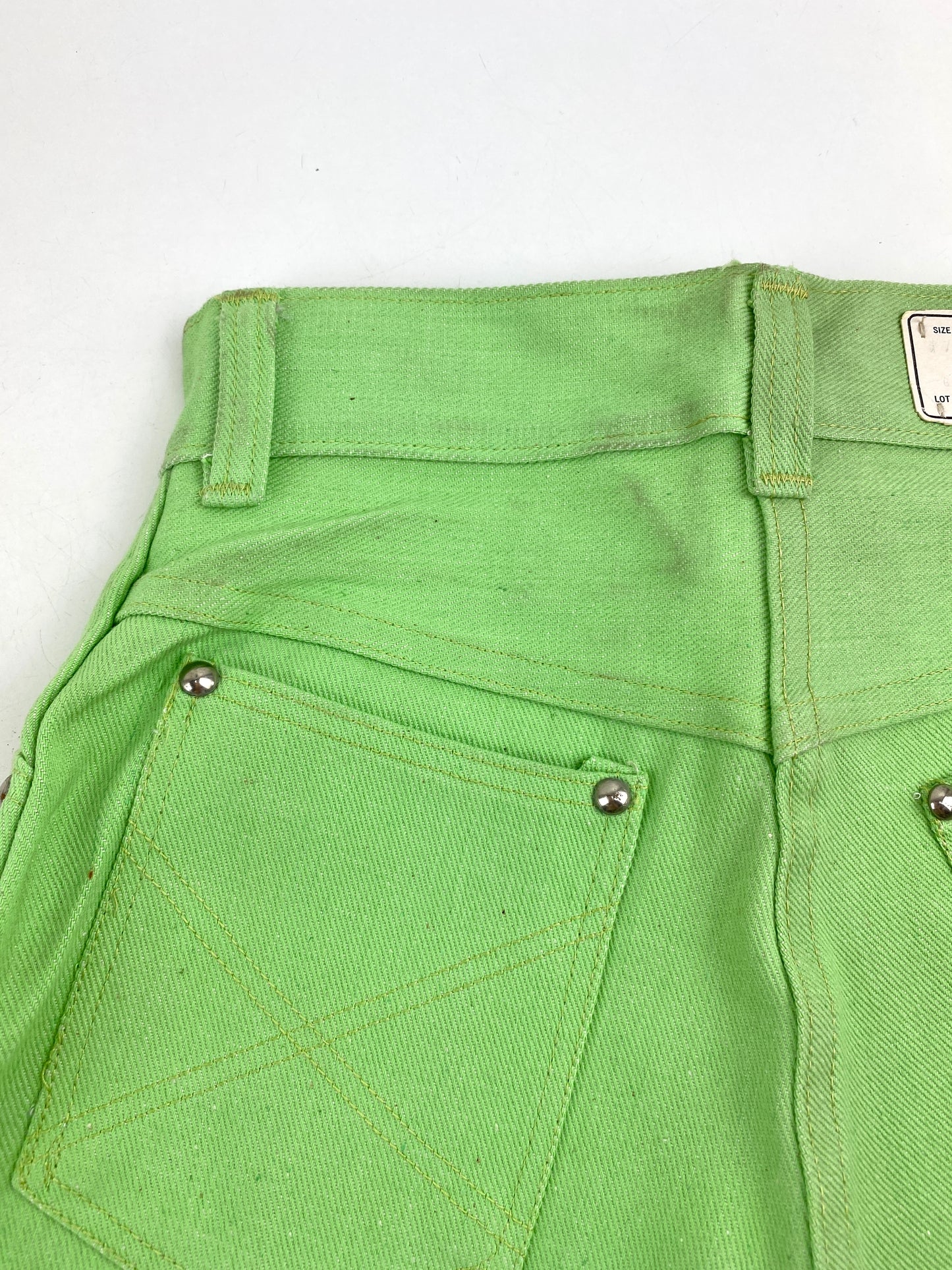 Vintage 1970s Deadstock Girls Jeans, Kids 'Big Yank' Cut-Off Jean Shorts, Green Denim, NOS