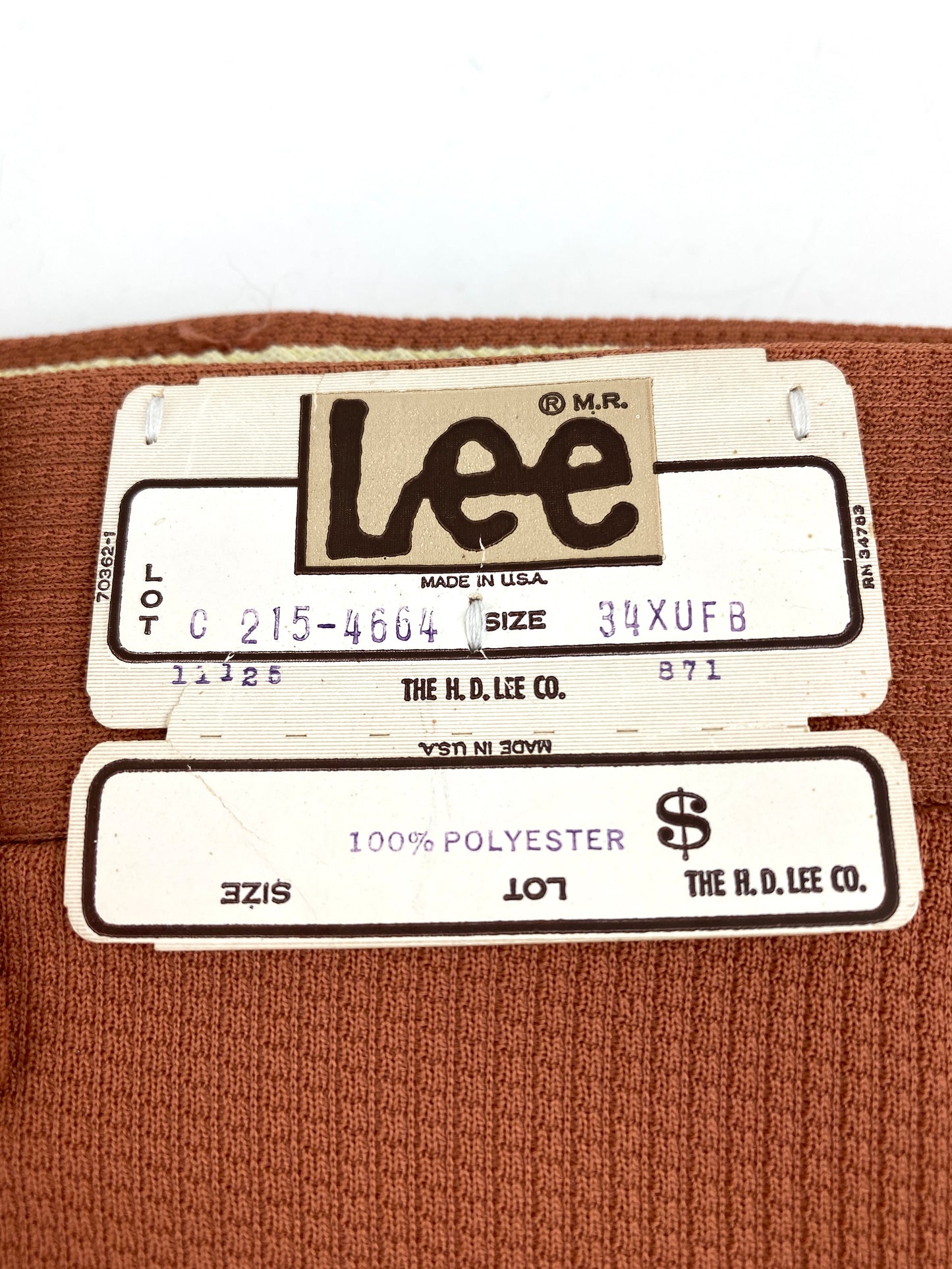 Vintage 1970s Deadstock Lee Polyester Flared Trousers, Men's Rust Slacks, NOS