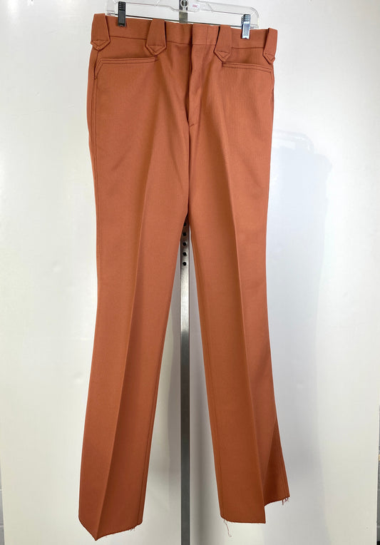 Vintage 1970s Deadstock Lee Polyester Flared Trousers, Men's Rust Slacks, NOS