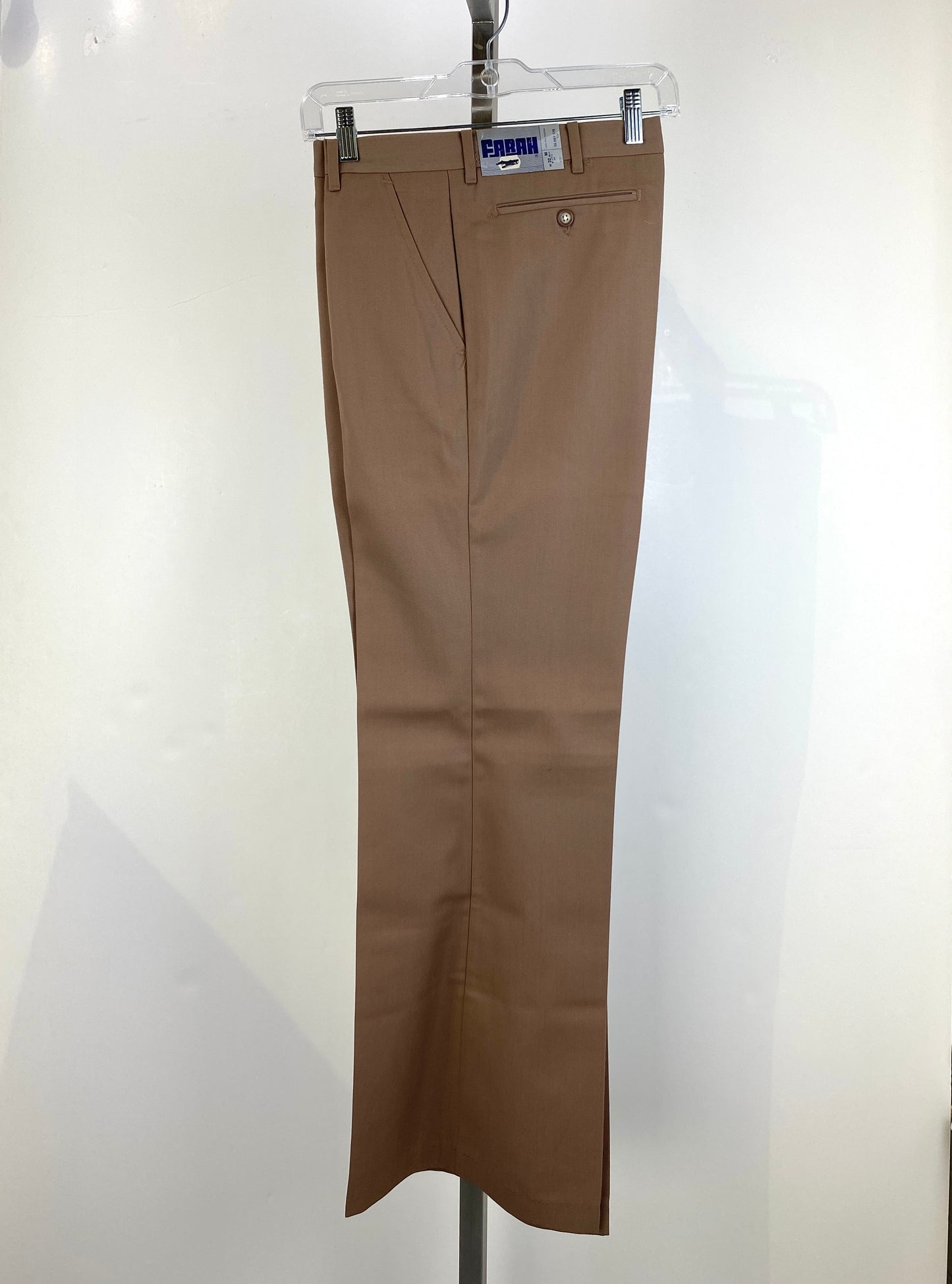Vintage 1970s Deadstock Flared Poly Trousers, Men's Brown Slacks, NOS