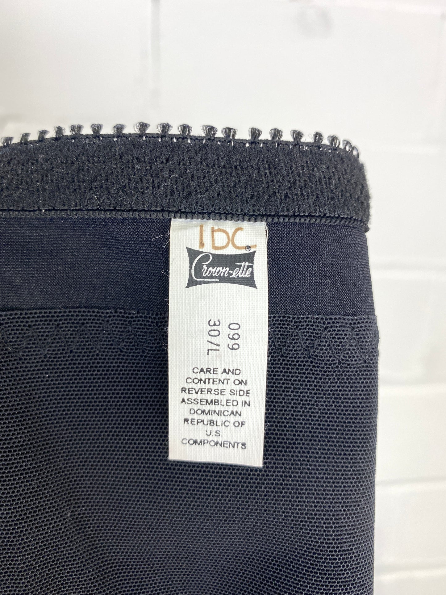 Vintage 80s/90s Deadstock Black Damask Spandex Waist Shaper Shapewear, NOS