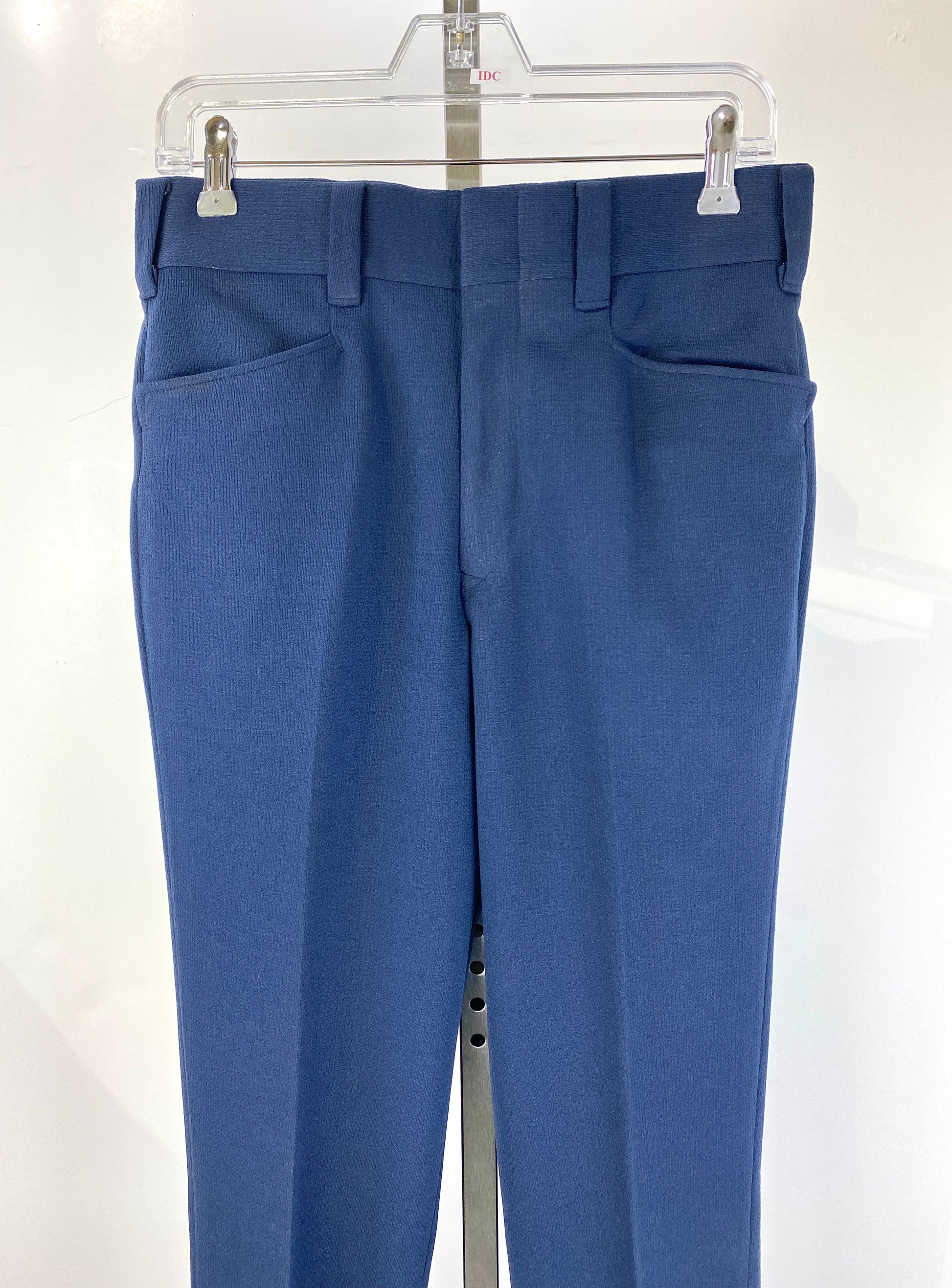 Vintage 1970s Deadstock Navy Slacks, Men's Flared Poly Trousers, NOS