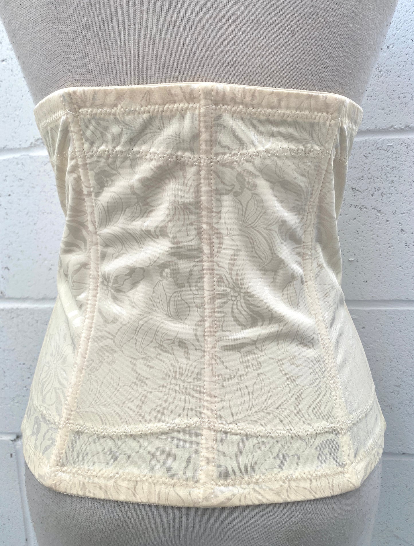 Vintage 80s/90s Deadstock Cream Damask Lycra Waist Shaper Shapewear, NOS
