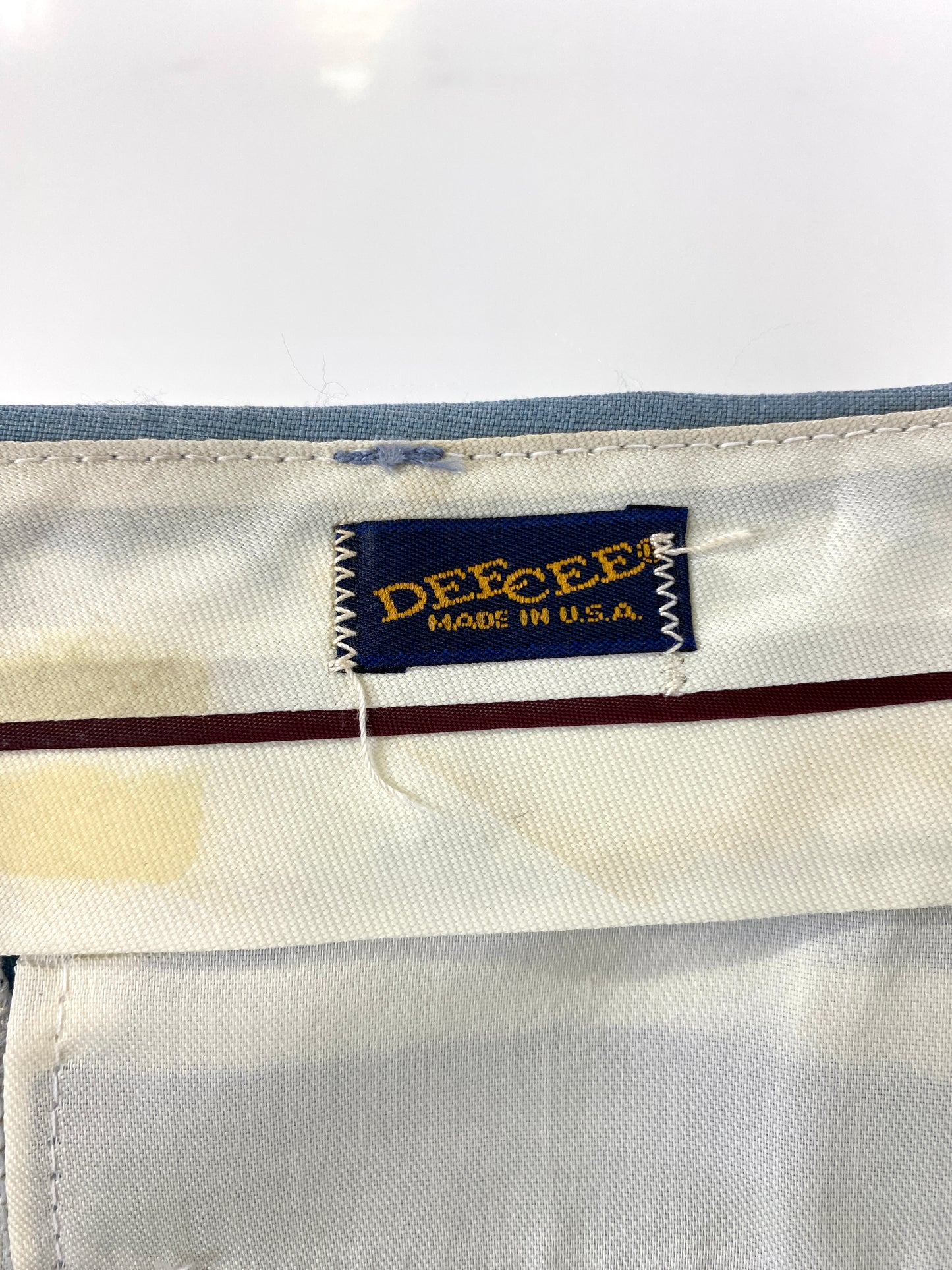 Vintage 1970s Deadstock Straight-Leg Poly Trousers, Men's Blue 'Dee Cee' Slacks, NOS