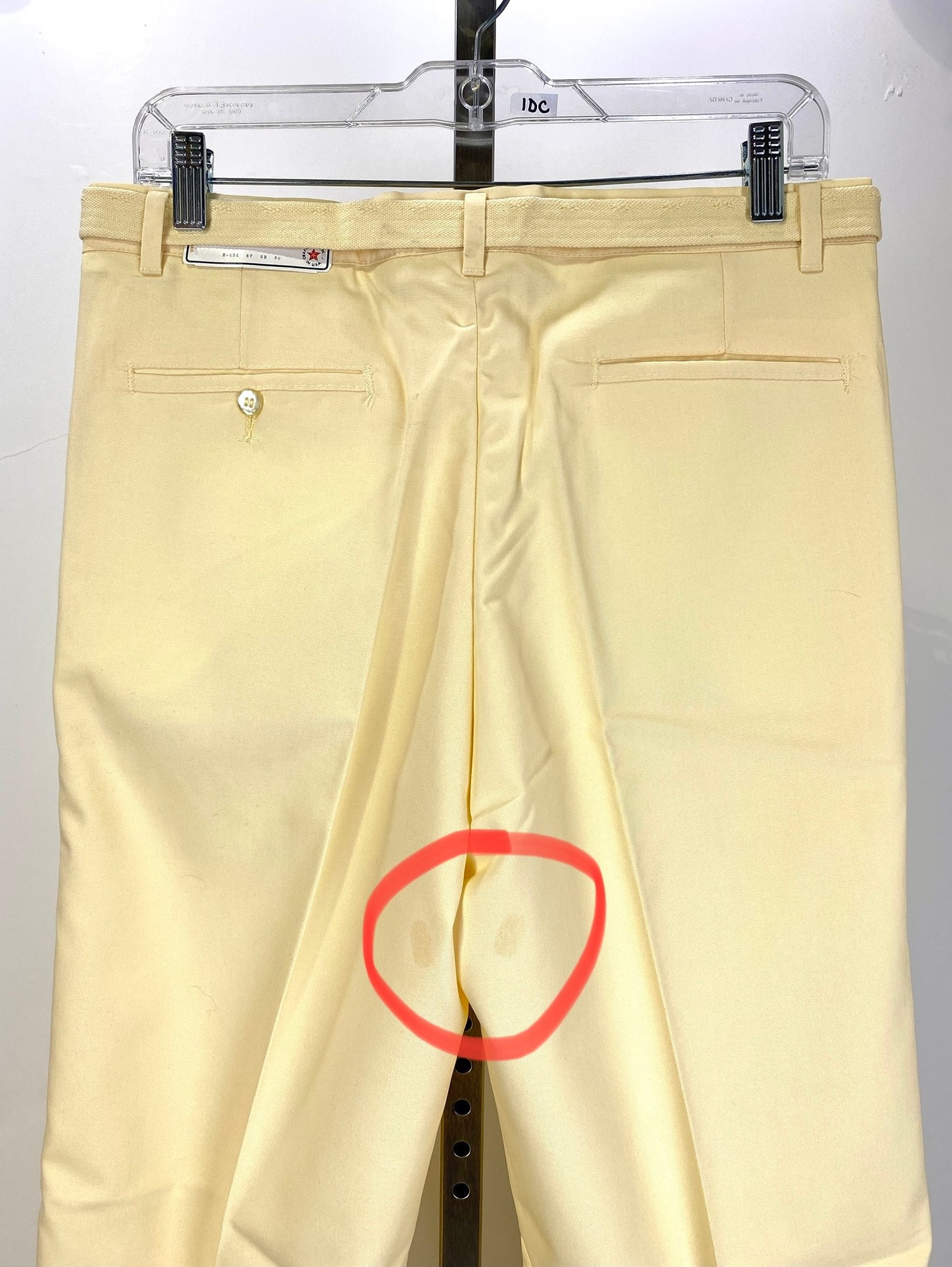 Vintage 1970s Deadstock Dee Cee Slacks, Men's Yellow Belted Pants, NOS