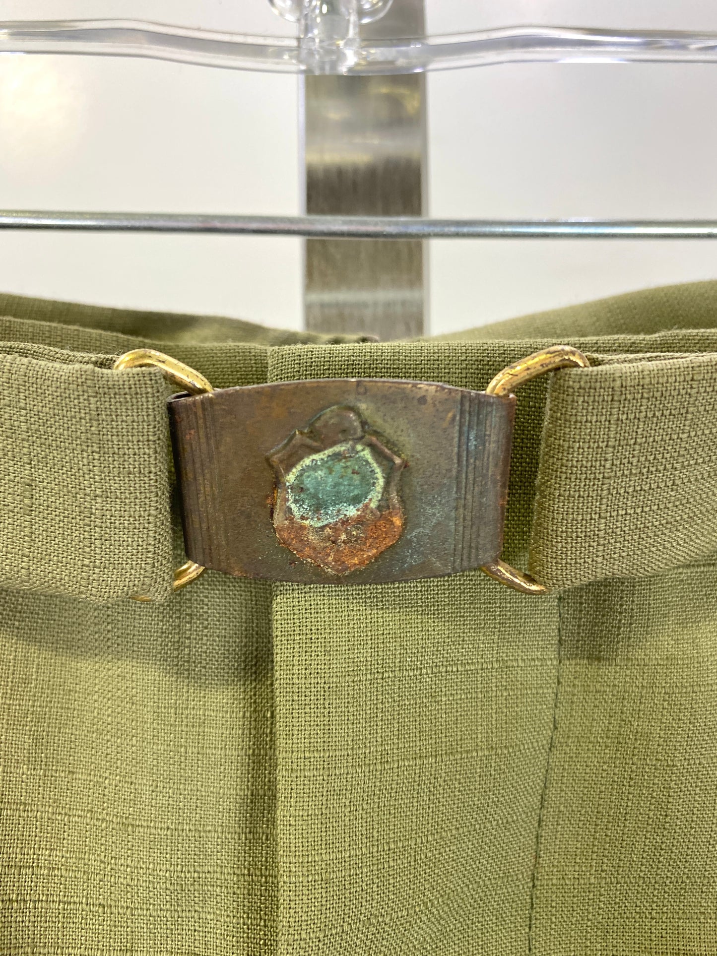 Vintage 1960s Deadstock Green Straight-Leg Slacks, Men's Polyester Trousers, NOS