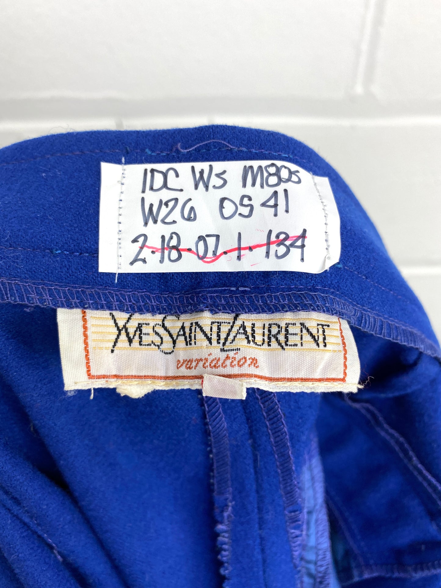 Vintage 1980s Yves Saint Laurent Royal Blue Pleated Pants, Small