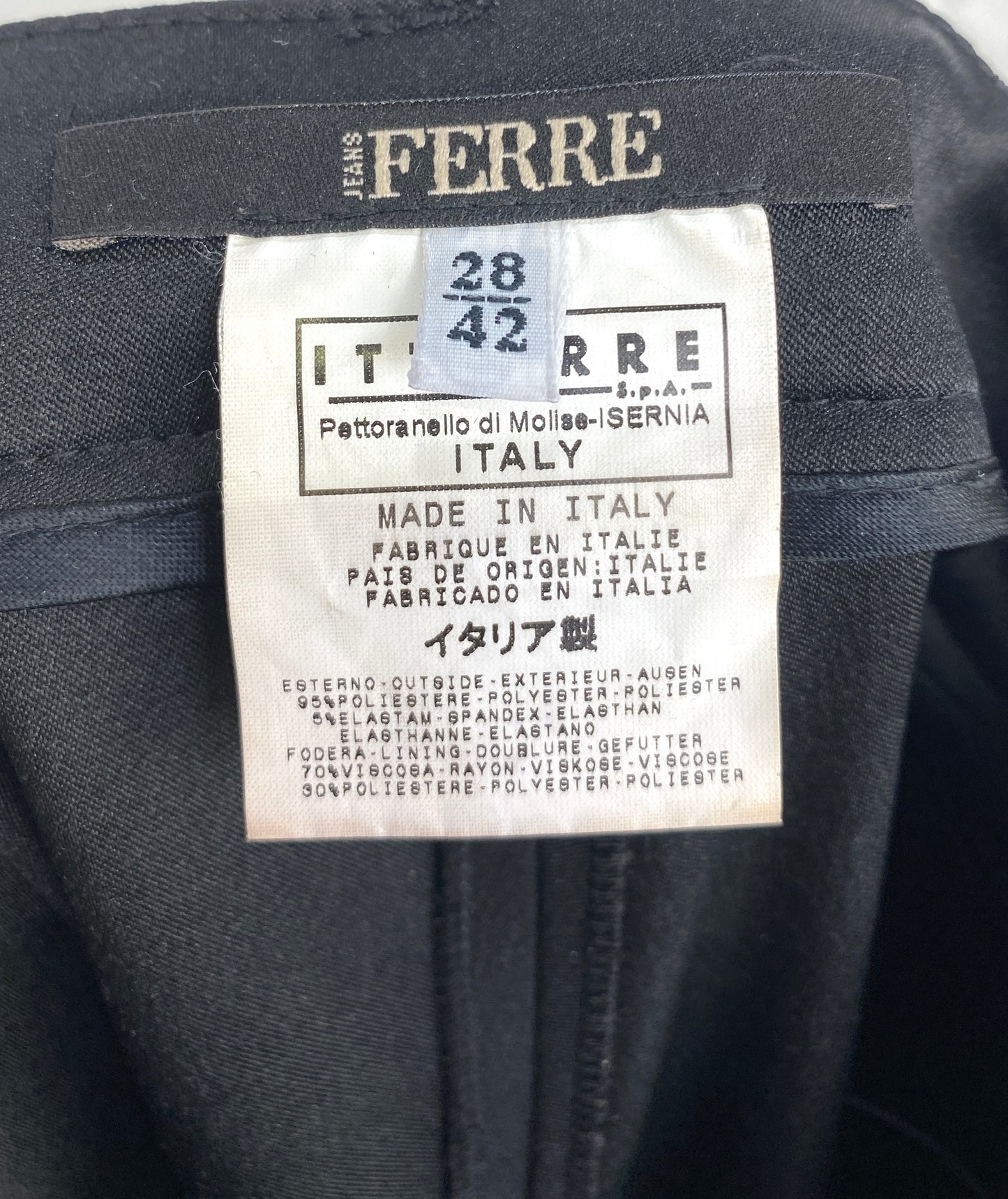 Vintage 1990s/Y2K Black Gianfranco Ferré (Ferré Jeans) Low Waist 'Cargo' Pants