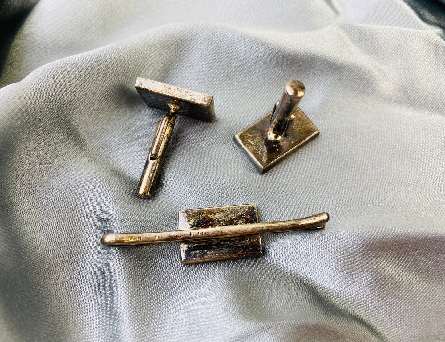 Vintage Working Abacus Silver Cufflinks and Tie Bar