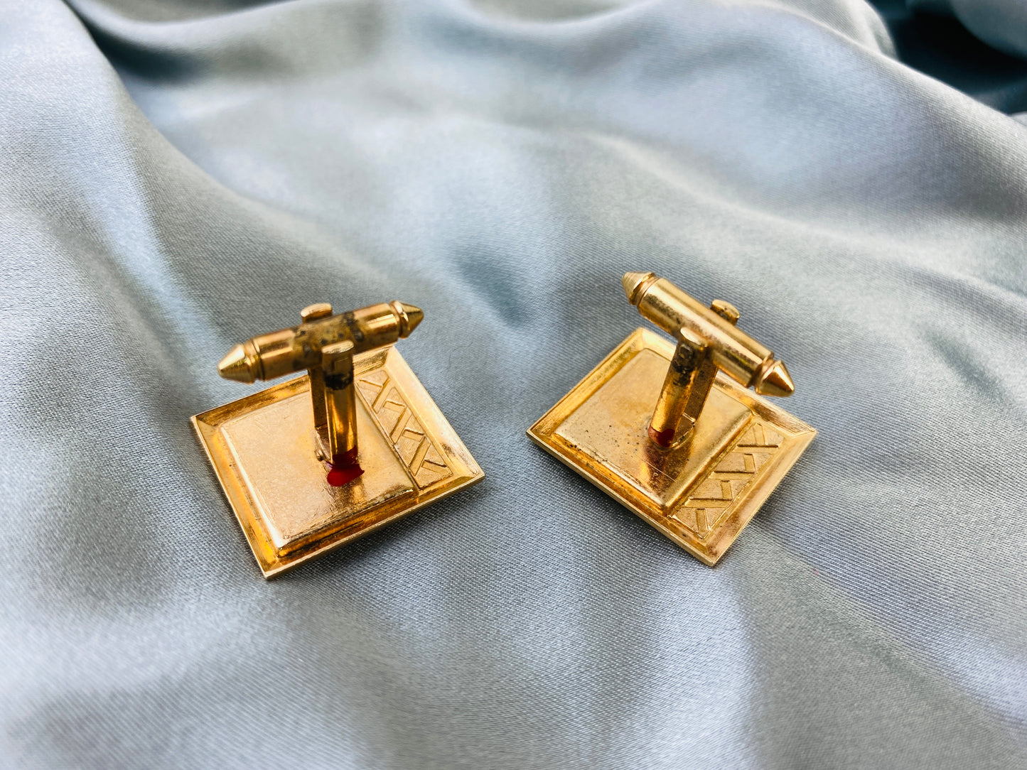 Vintage Brass Cufflinks, Tie Bar & Buckle 3 Piece Set, 'N' Monogram