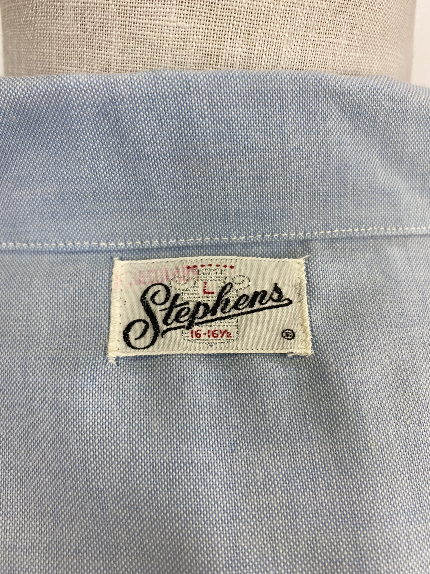 Vintage 80s Men's Light Blue Button-Up Shirt, Large