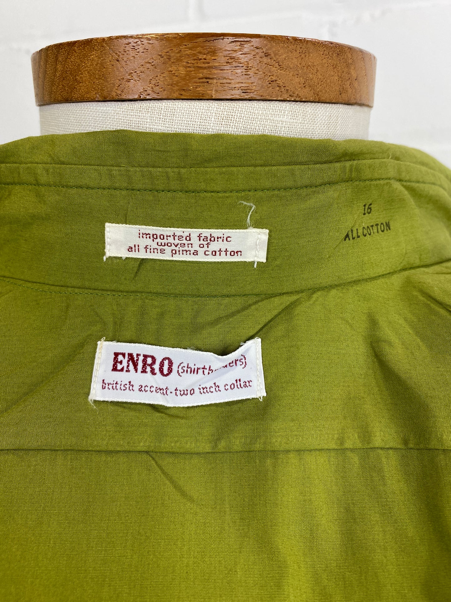 Vintage 70s Men's Short Sleeve Green Cotton Button-Up Shirt, Doubles