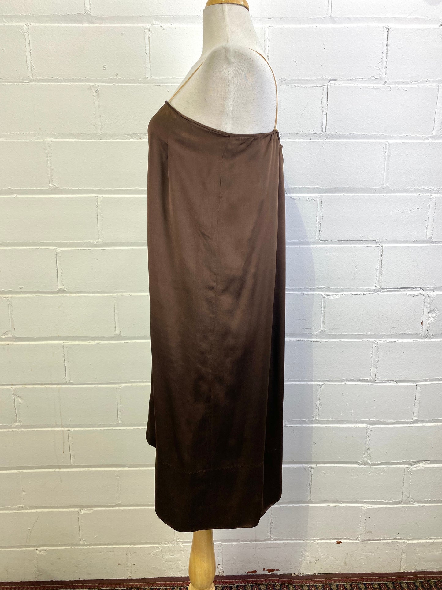 Vintage 1920s Chocolate Brown Liquid Satin Slip