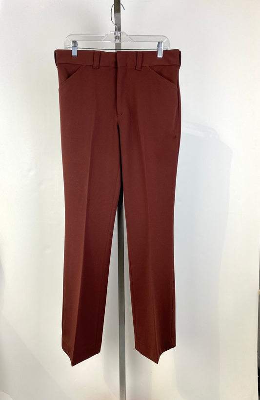 Vintage 1970s Deadstock Knit Polyester Flared Trousers, Men's Brown Lee Slacks, NOS