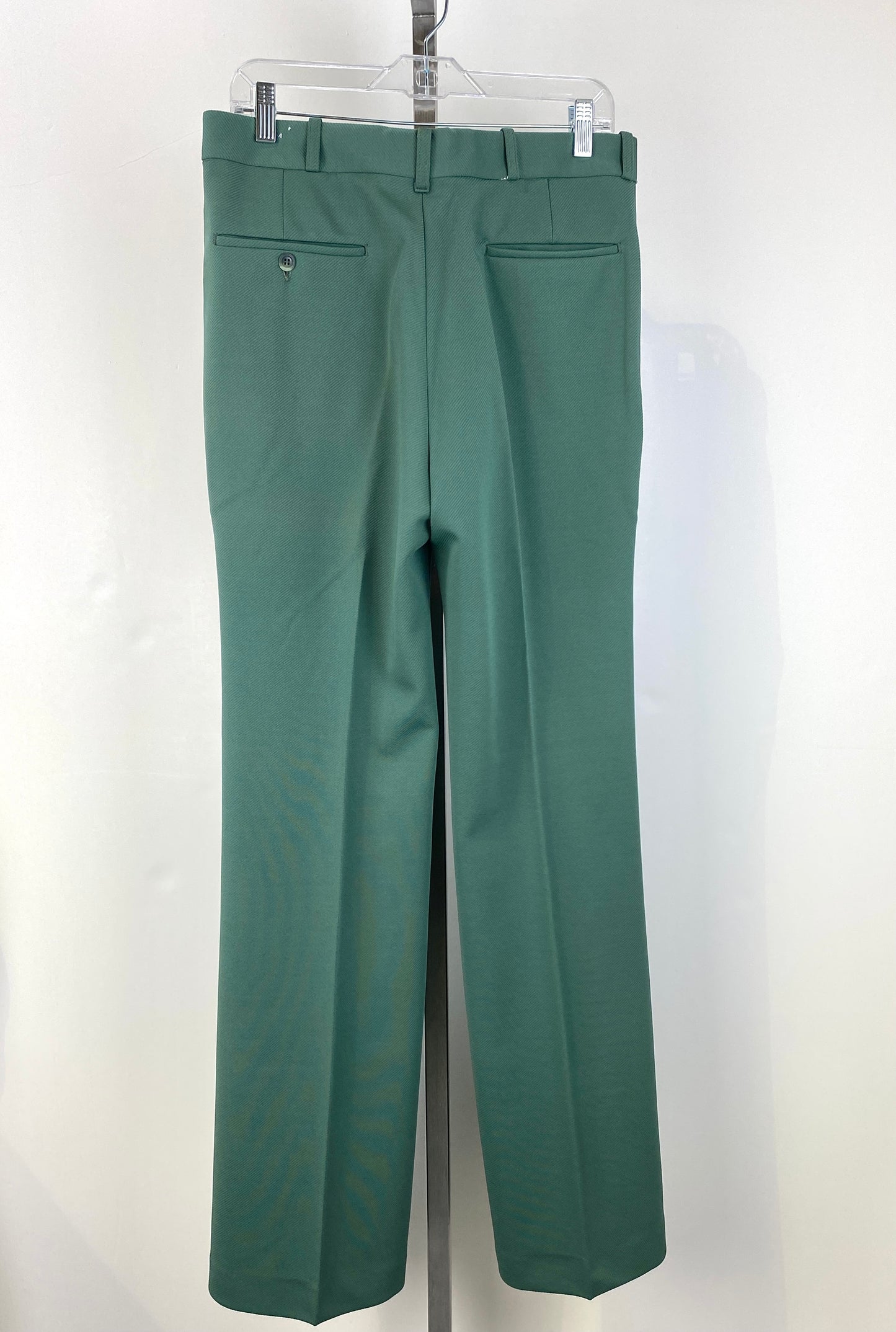Vintage 1970s Deadstock Lee Polyester Flared Trousers, Men's Green Slacks, NOS