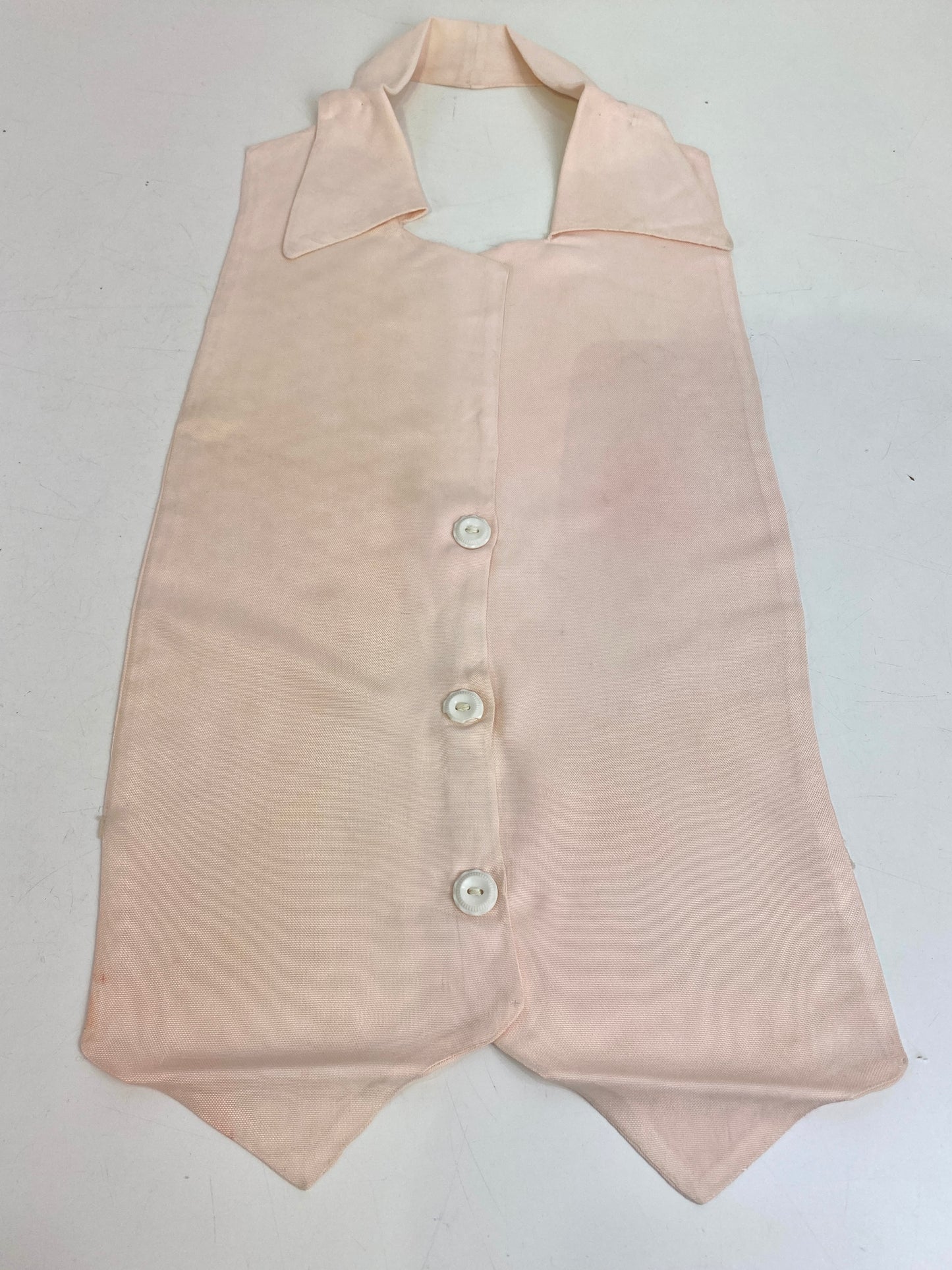 Vintage 1920s Pink Rayon Bib Collar with White Buttons