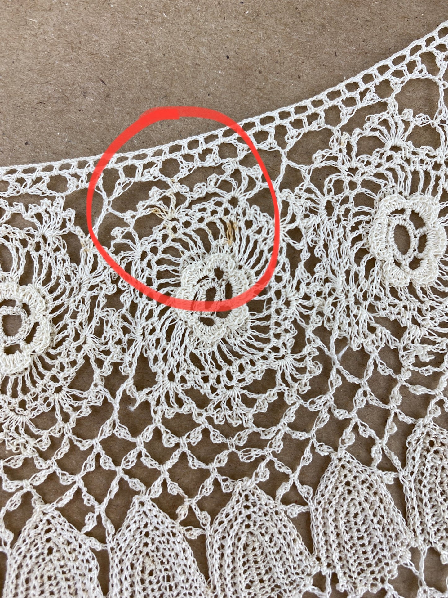 Antique Edwardian Cream Crochet Irish Lace Bertha Collar