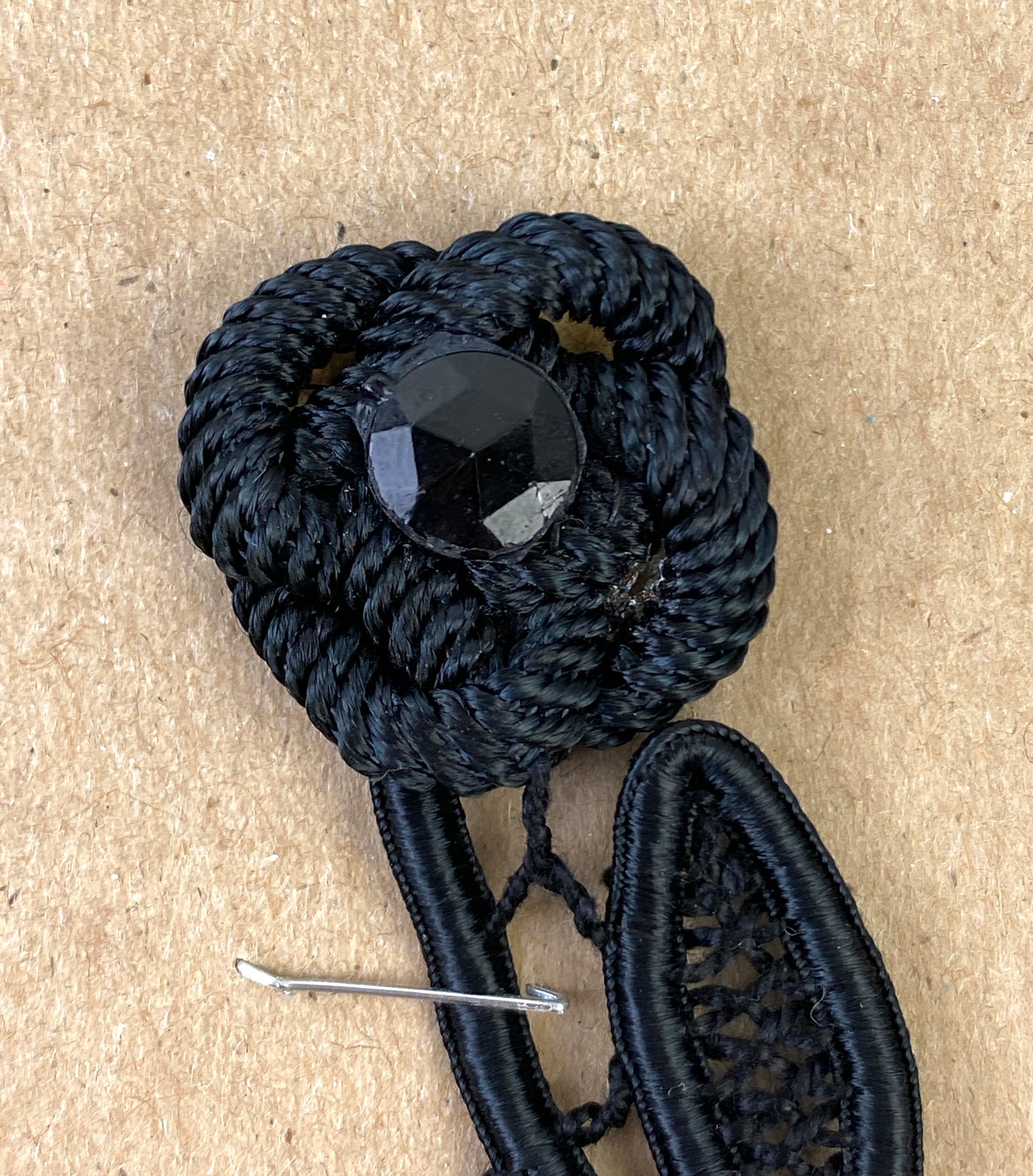 Antique Victorian Black Silk Cord Floral Appliqués